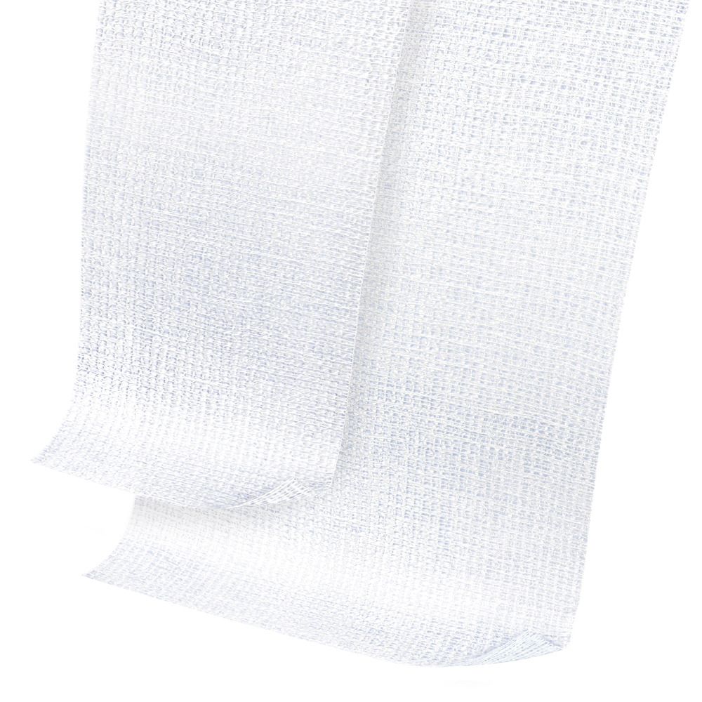 Due strisce sovrapposte di benda Elastomull haft. Materiale elastico bianco.