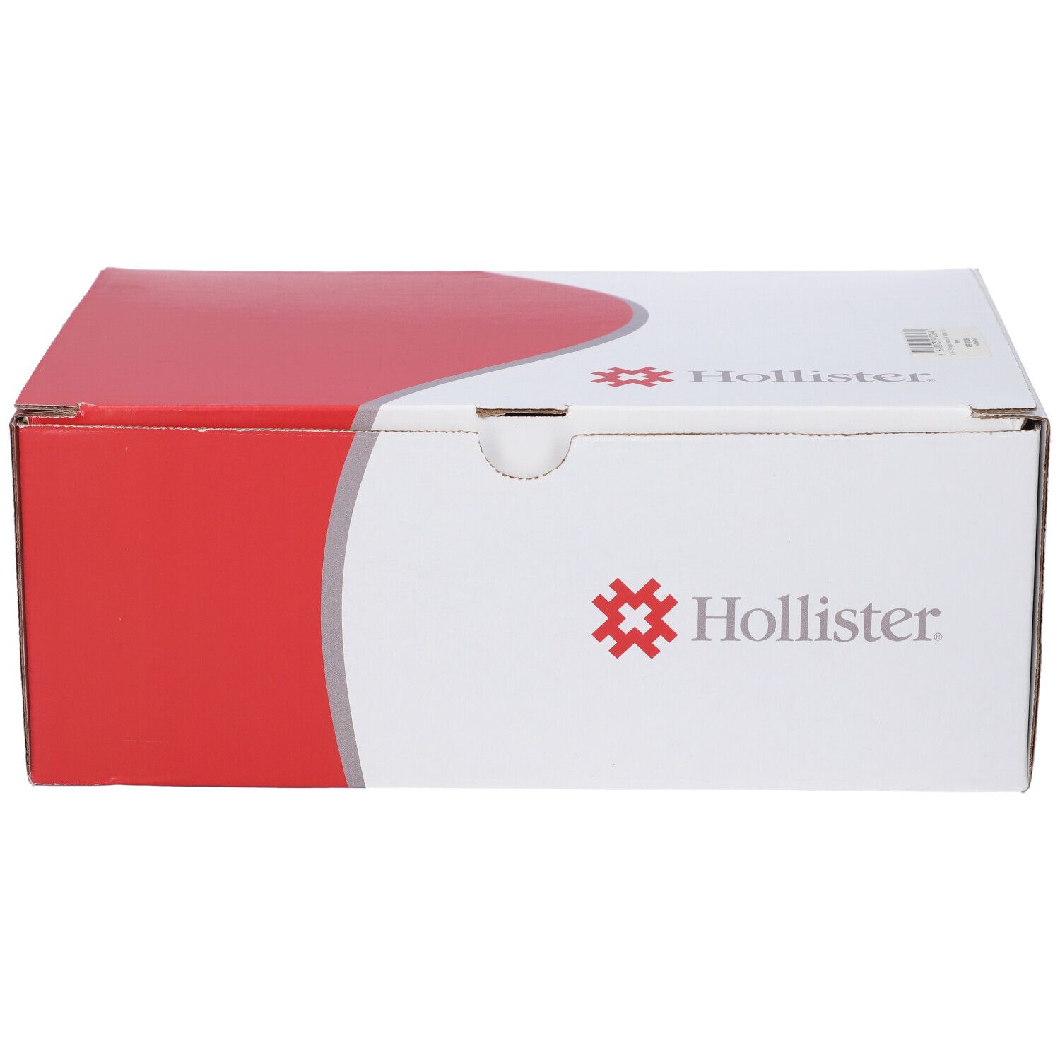 Confezione prodotto Hollister, lato bianco con design rosso.