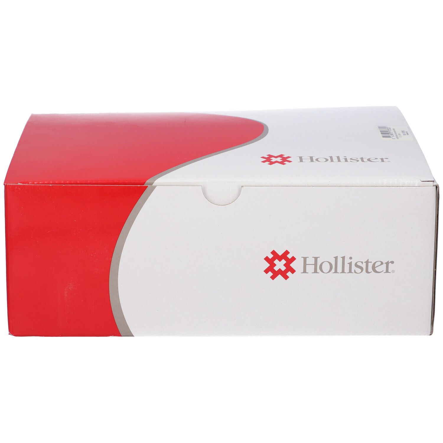 Scatola bianca e rossa Hollister. Cartone con lato rosso e parte superiore bianca.