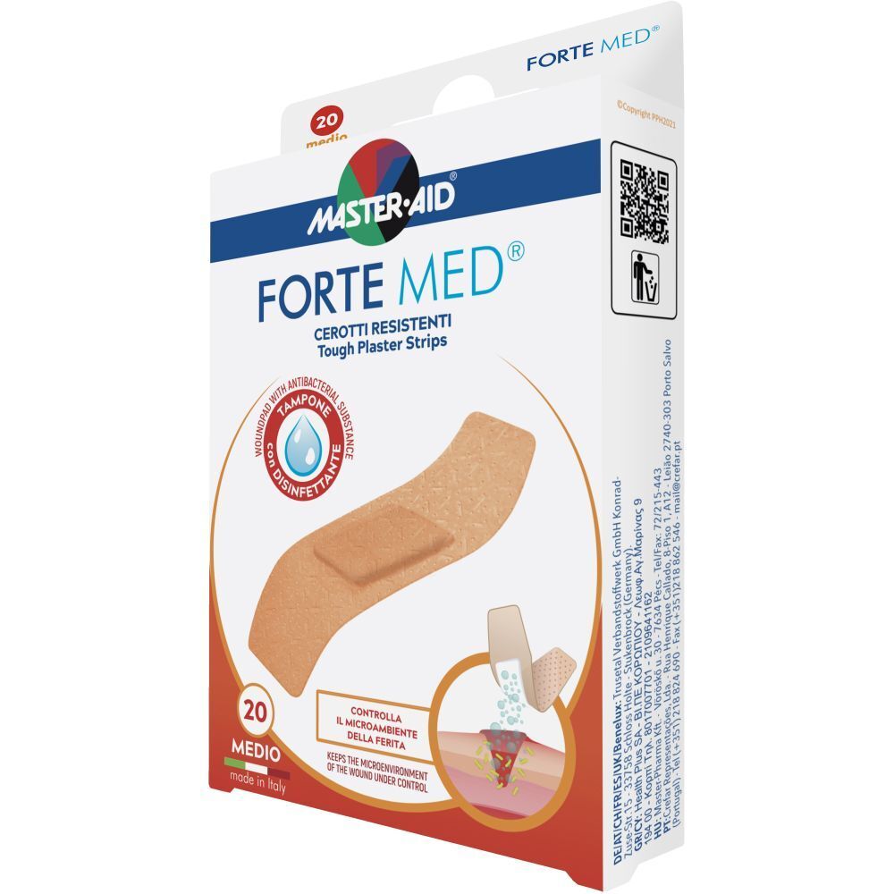Master-Aid® Forte Med® 78 x 20 mm Medio Tampone con disinfettante