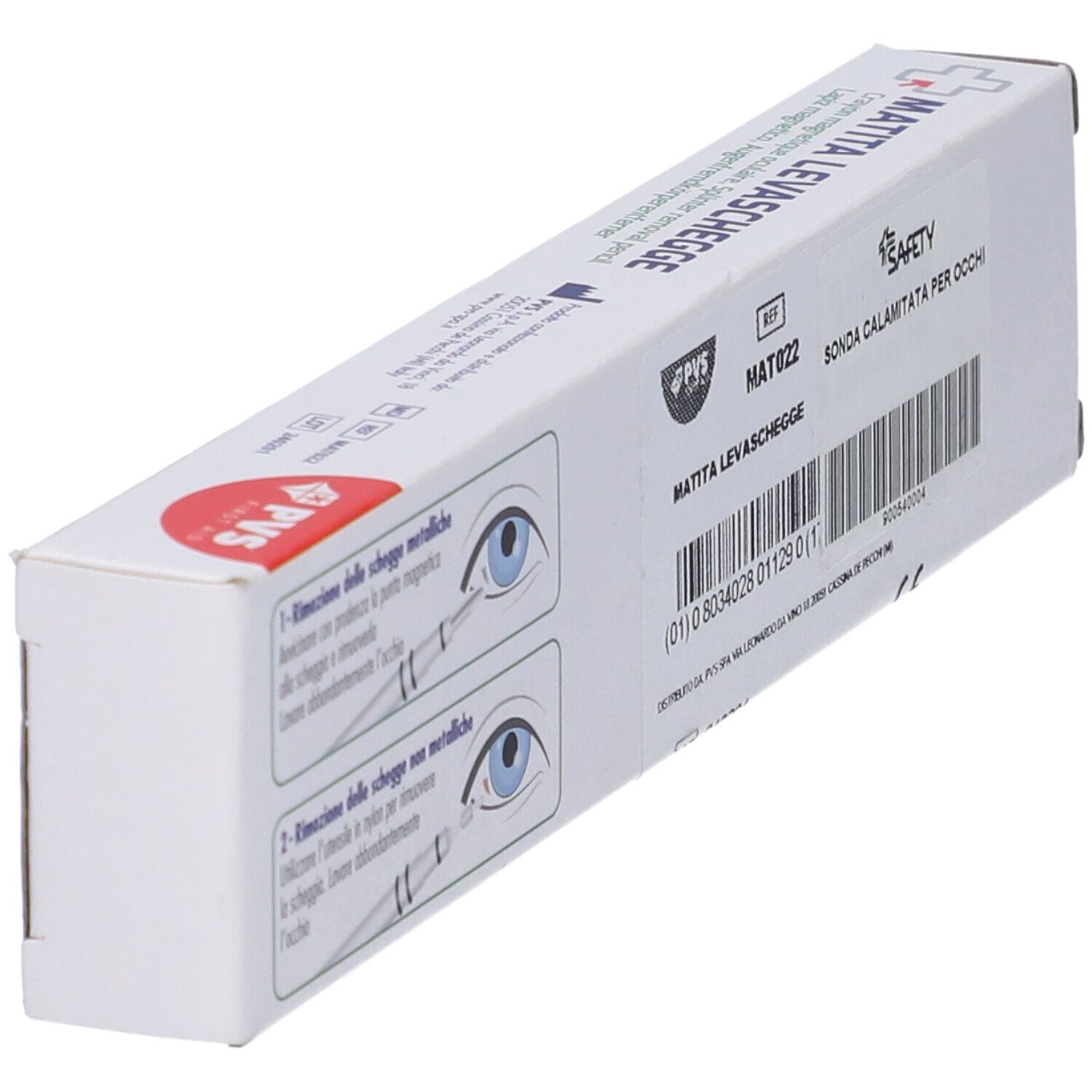 Confezione MATITA LEVASCHEGGE inclinata. Esempi d'uso e nome del prodotto. Logo PVS Safety. Matita magnetica.