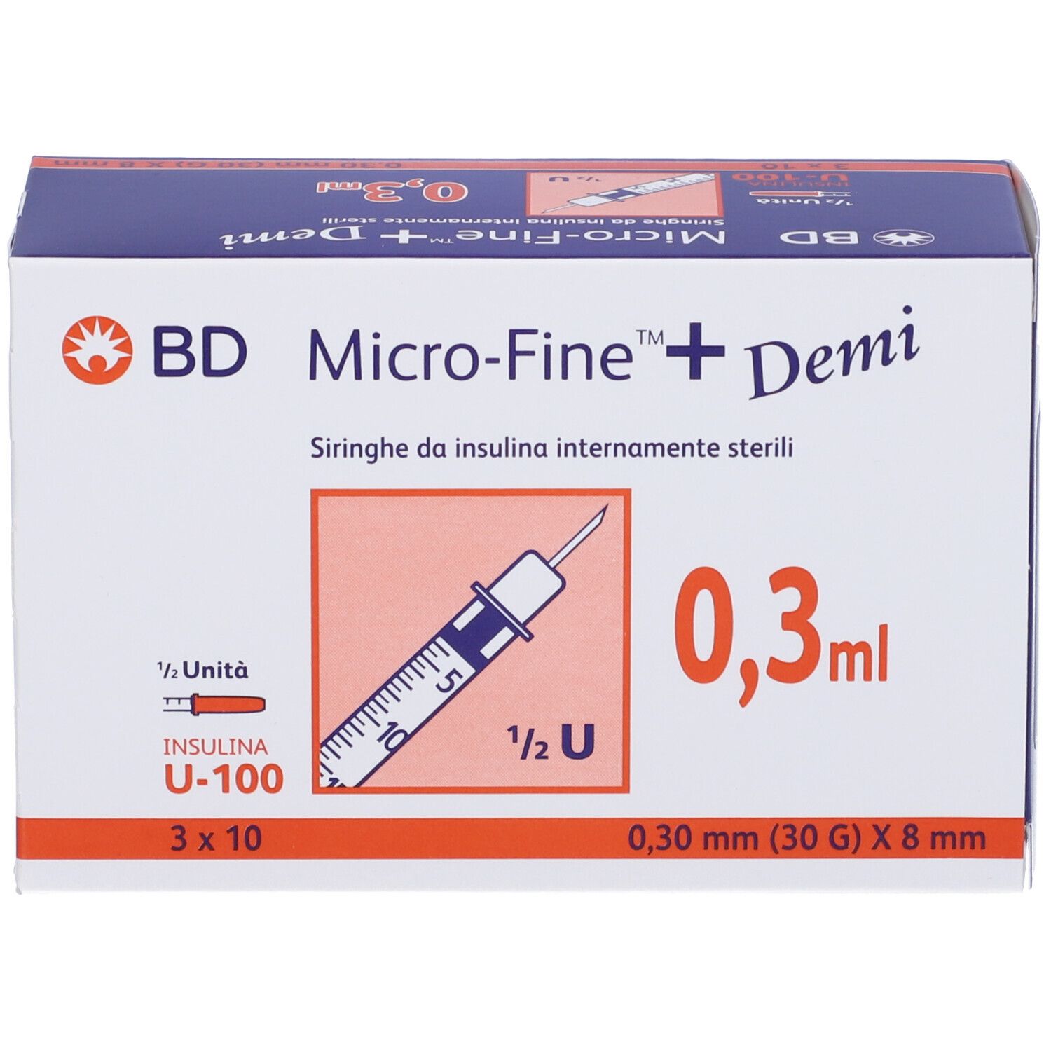BD Micro-Fine™+ Siringhe 0.3 ml 0.30 mm (30G) x 8 mm Demì