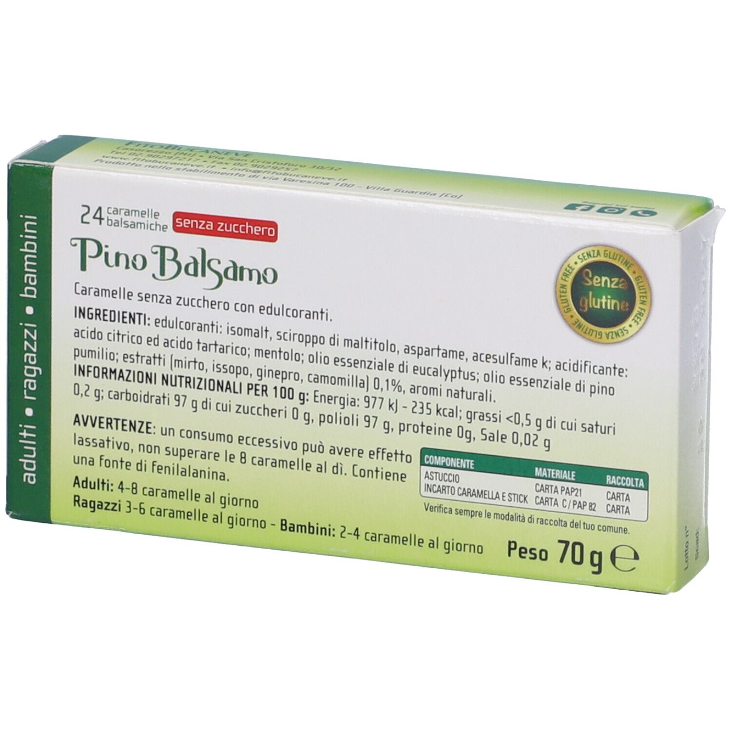 Pino Caramelle Con Aspartame 24 Tavolette
