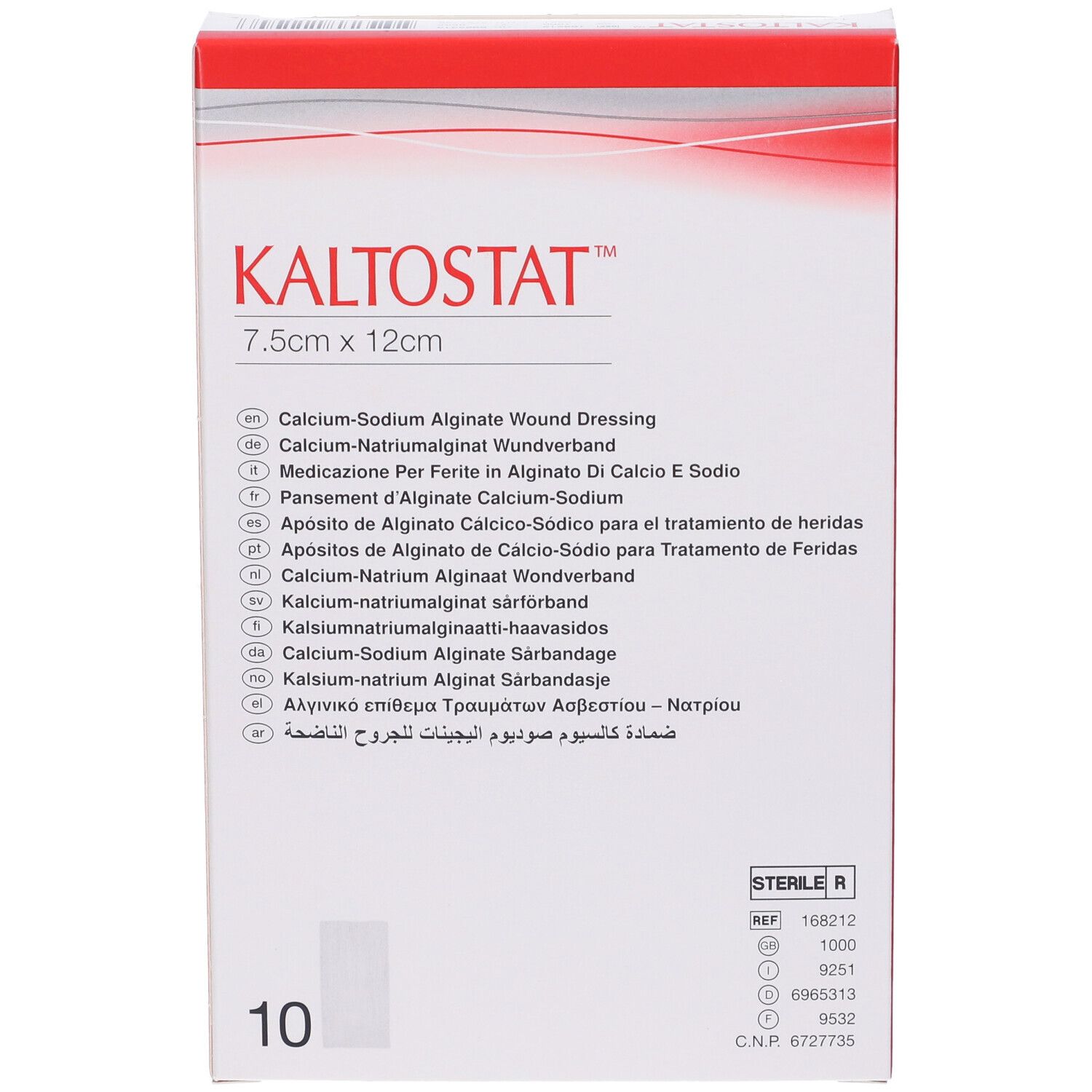 Medicazione In Alginato Di Calcio E Sodio Soffice Sterile Favorisce La Riparazione Tissutale Kaltostat 7,5X12Cm 10 Pezzi