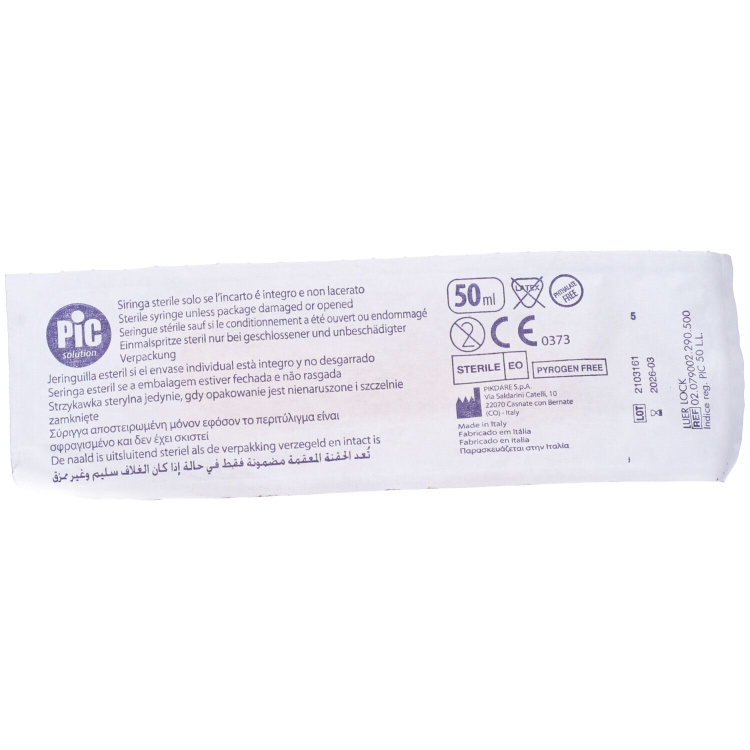 Siringa Pic 50 Ml Ambrata Luer Lock