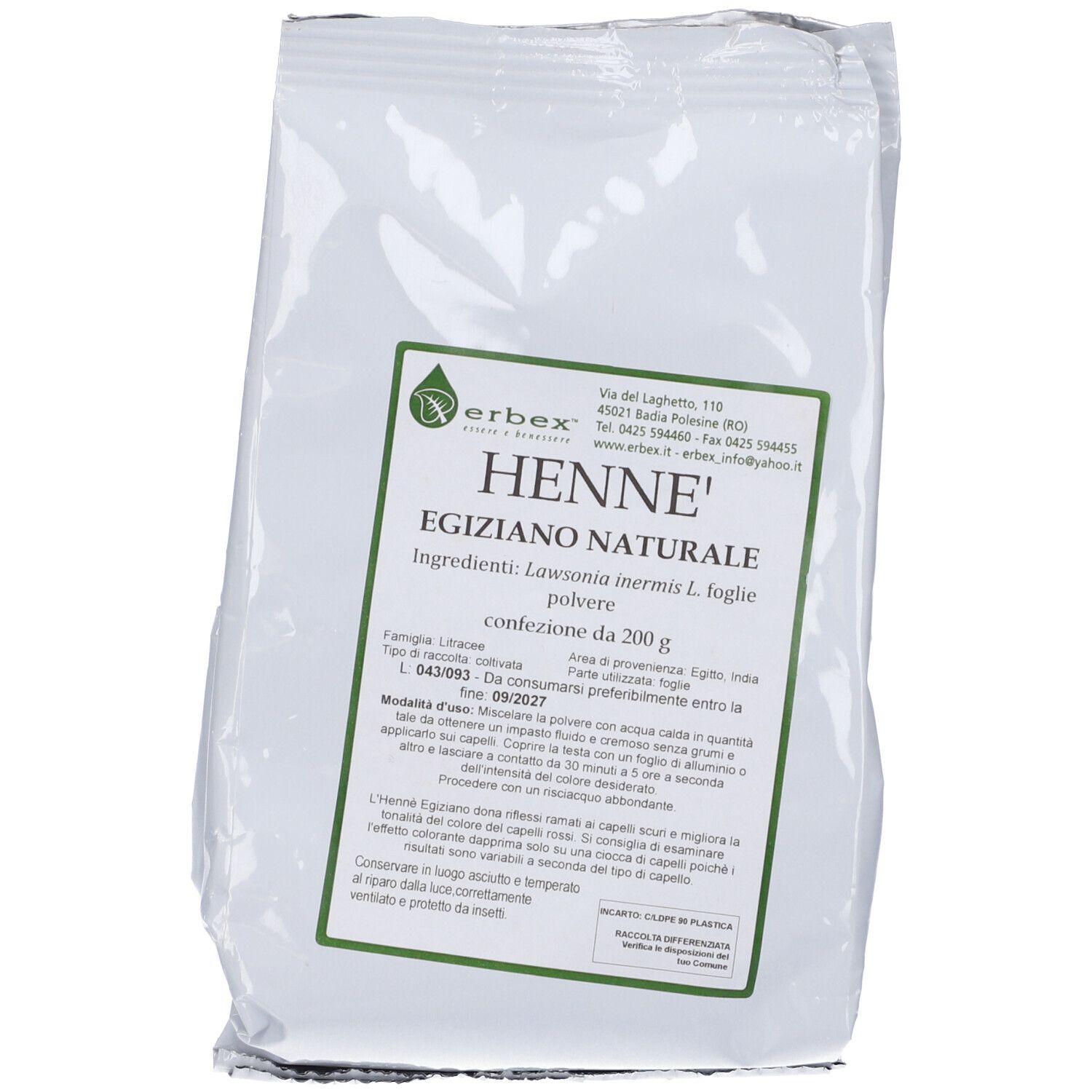 Henne Egiziano Naturale Rosso 200 G