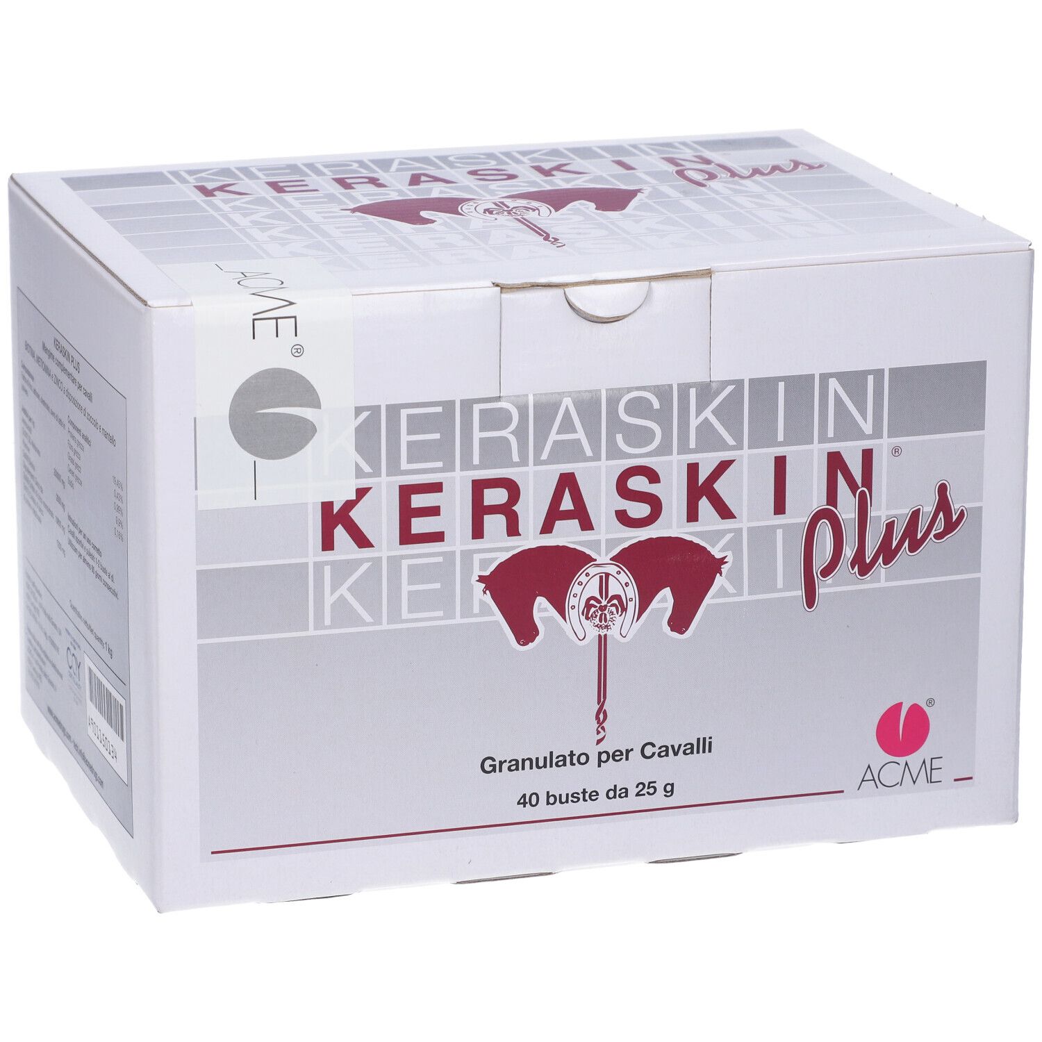 Scatola Keraskin Plus Granulato, 40 buste. Nome e logo visibili. Logo Acme in basso a destra.