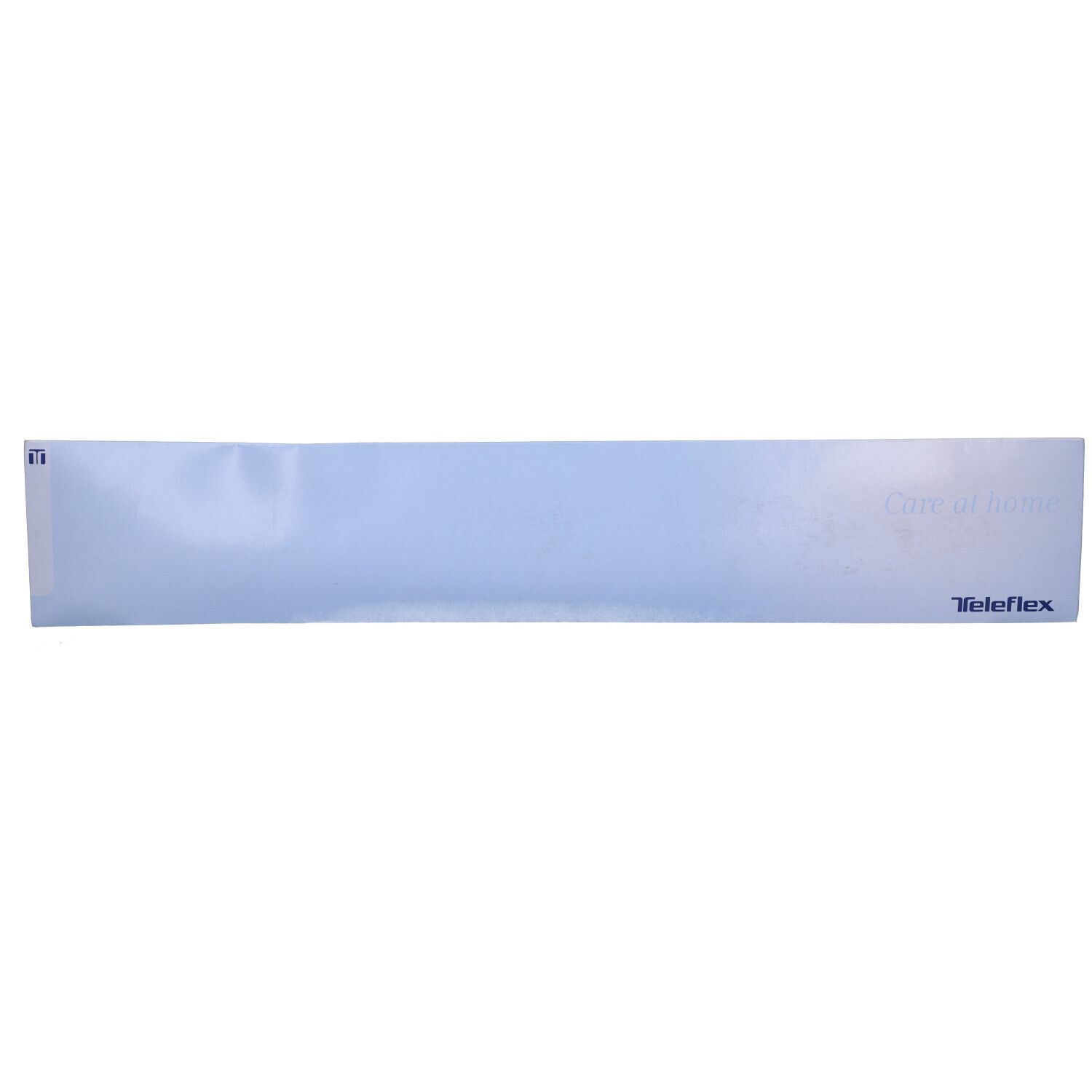 Confezione del catetere. Blu, rettangolare. Marchio Teleflex.