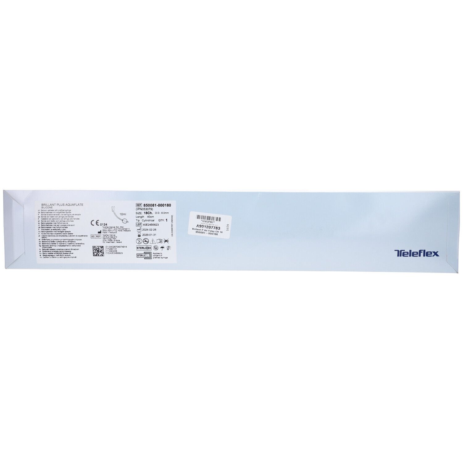 Catetere Foley In Silicone Per Adulti Brillant Plus 2 Vie Senza Scanalature Ch18 Lunghezza 41 Cm Palloncino 10 Ml Punta Cilindrica 2 Fori 1 Pezzo