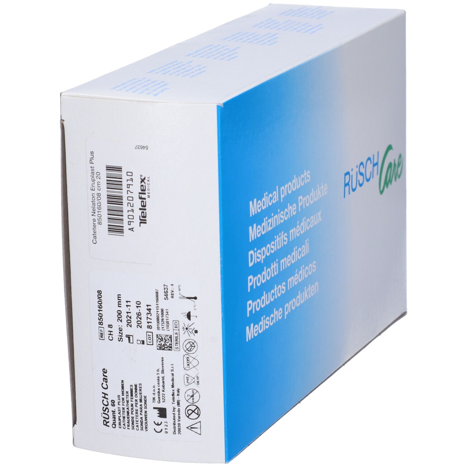 Catetere Vescicale Femminile In Pvc Eruplast Per Cateterismo Intermittente Punta Nelaton 2 Fori Smussati Diametro Ch8 Lunghezza 20 Cm 60 Pezzi