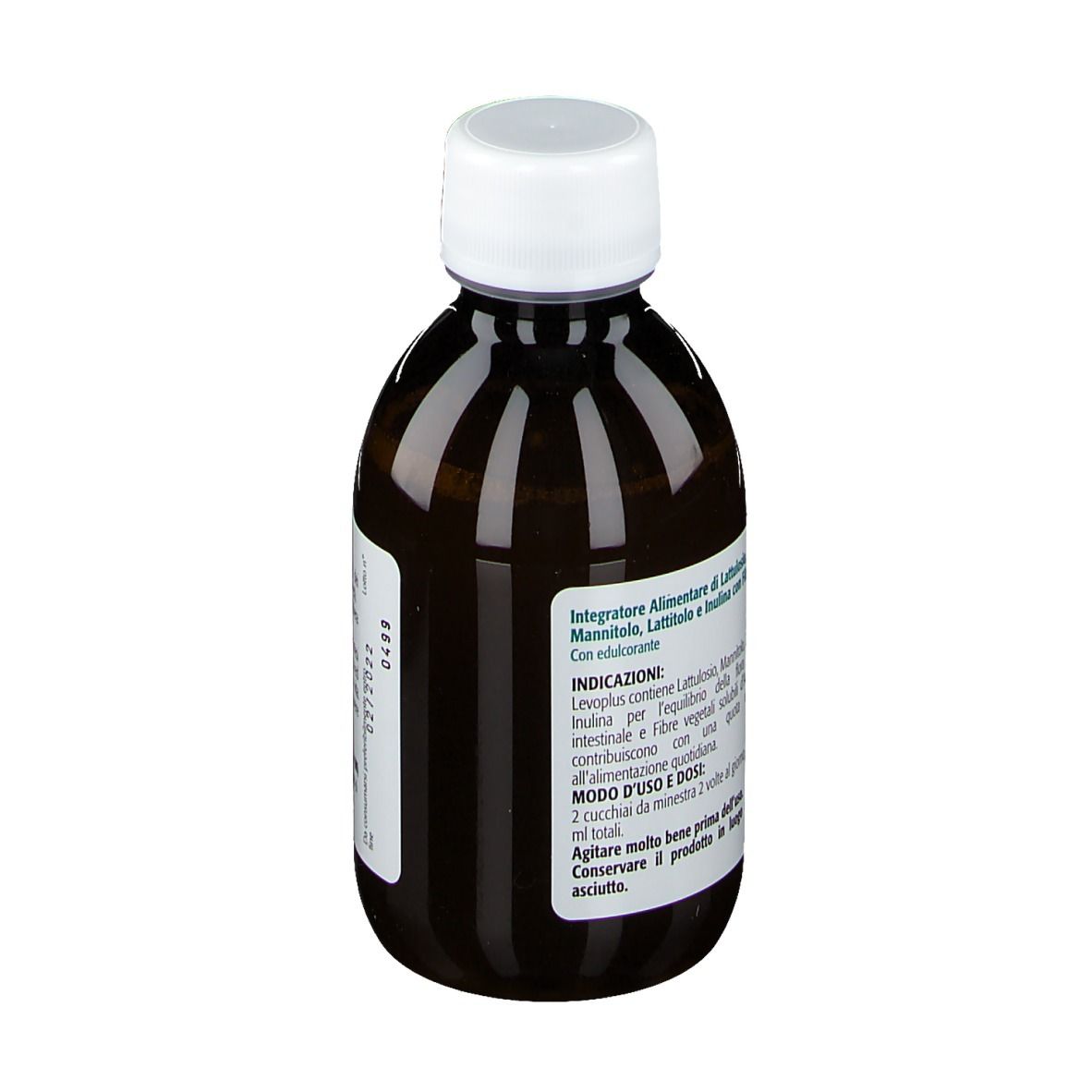 Flacone marrone con tappo bianco. Etichetta con informazioni sul prodotto, istruzioni per il dosaggio e marchio Montefarmaco OTC.