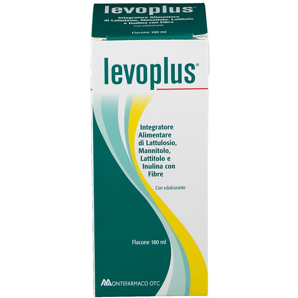 Confezione di Levoplus®. Scatola con informazioni sul prodotto e marchio Montefarmaco OTC.