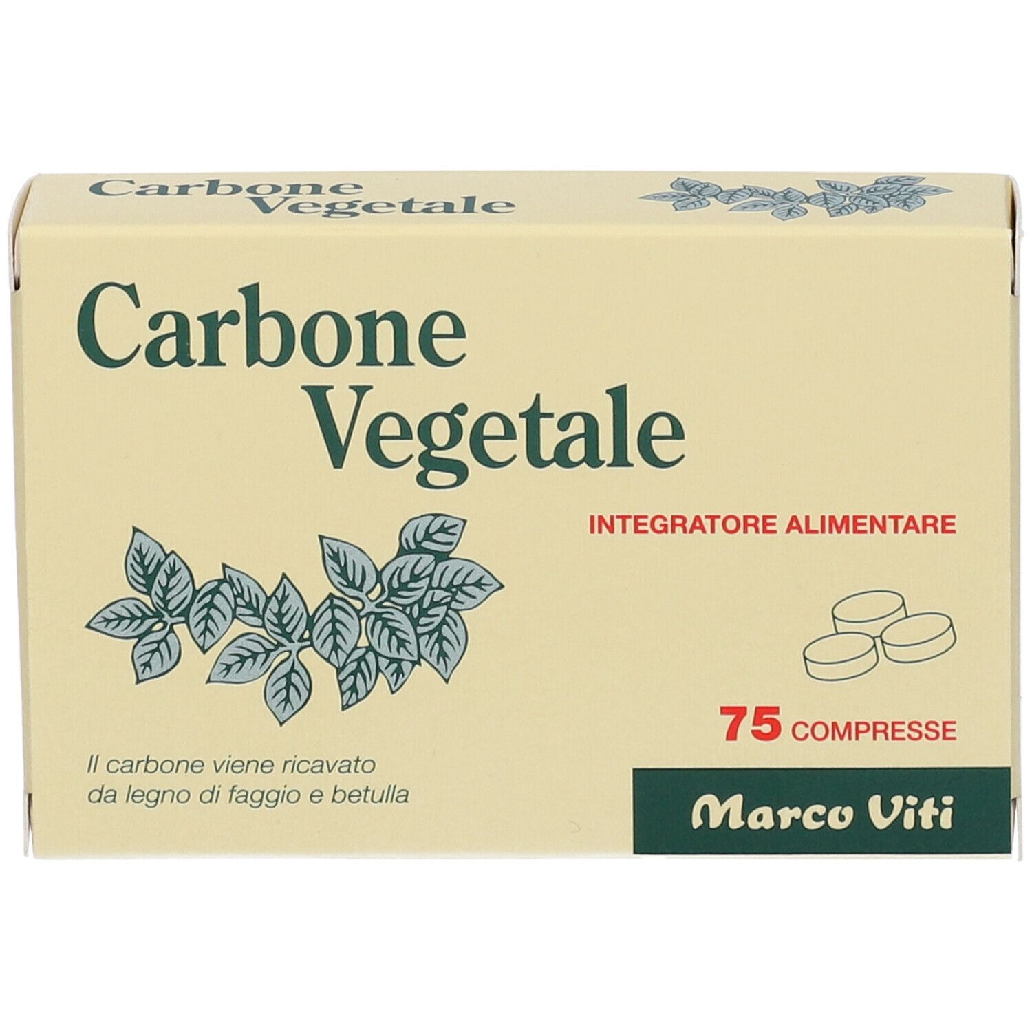 Carbone Vegetale Compresse 75 pz