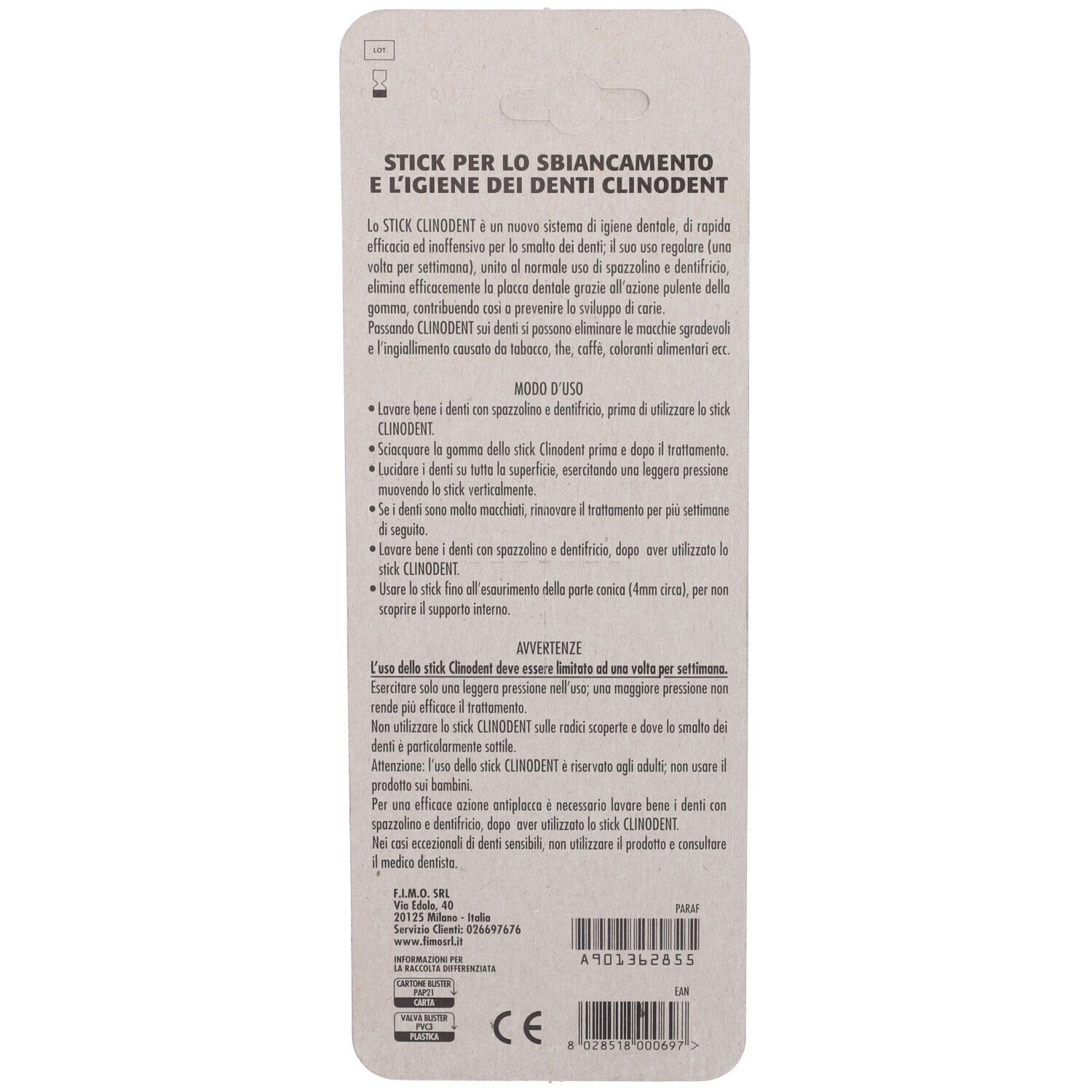 Clinodent Stick Sbiancante Denti 1 Pezzo
