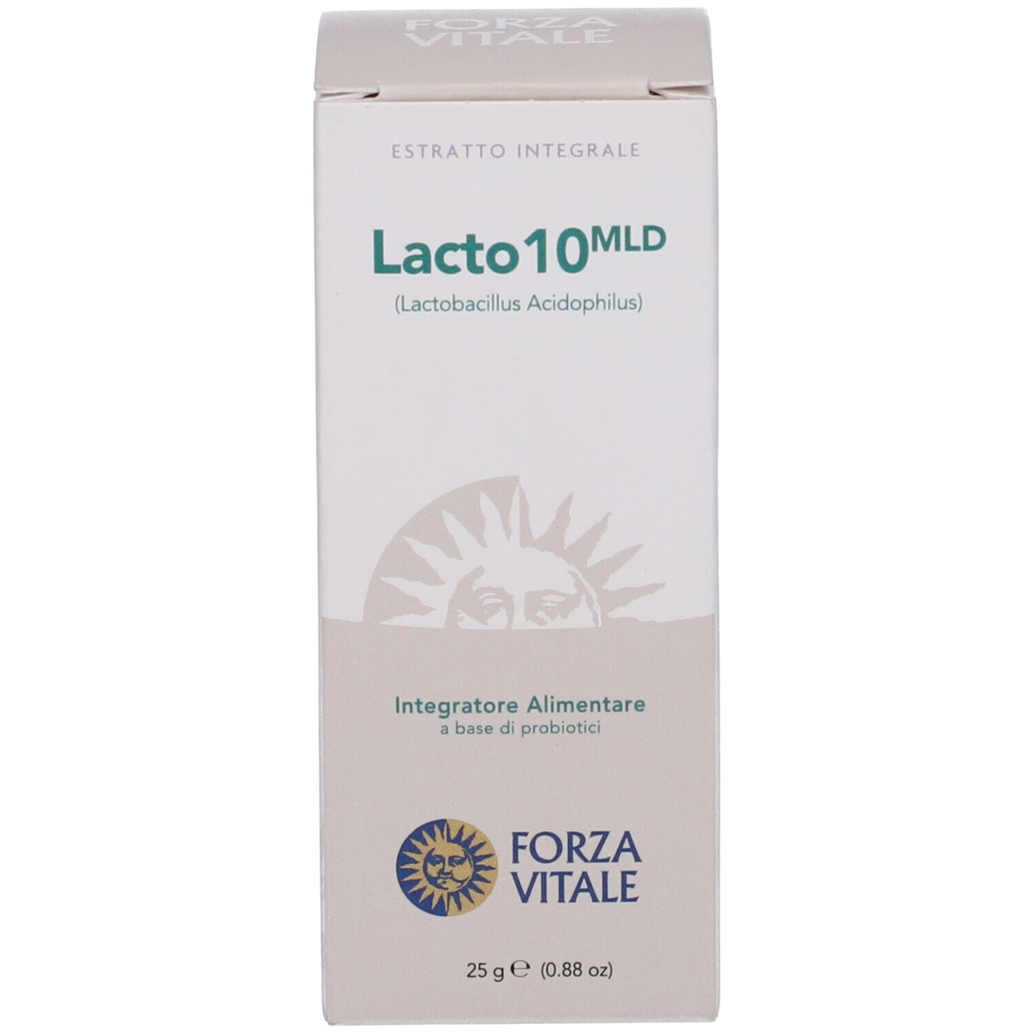 Confezione del prodotto con testo: Lacto10 MLD (Lactobacillus Acidophilus).