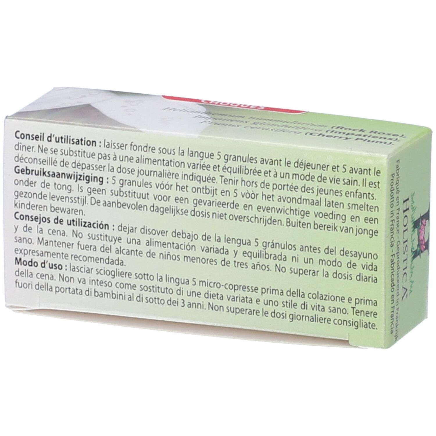 Scatola Flower Complex N°1 Traumi Granuli, angolata. Testo con consigli d'uso in più lingue.