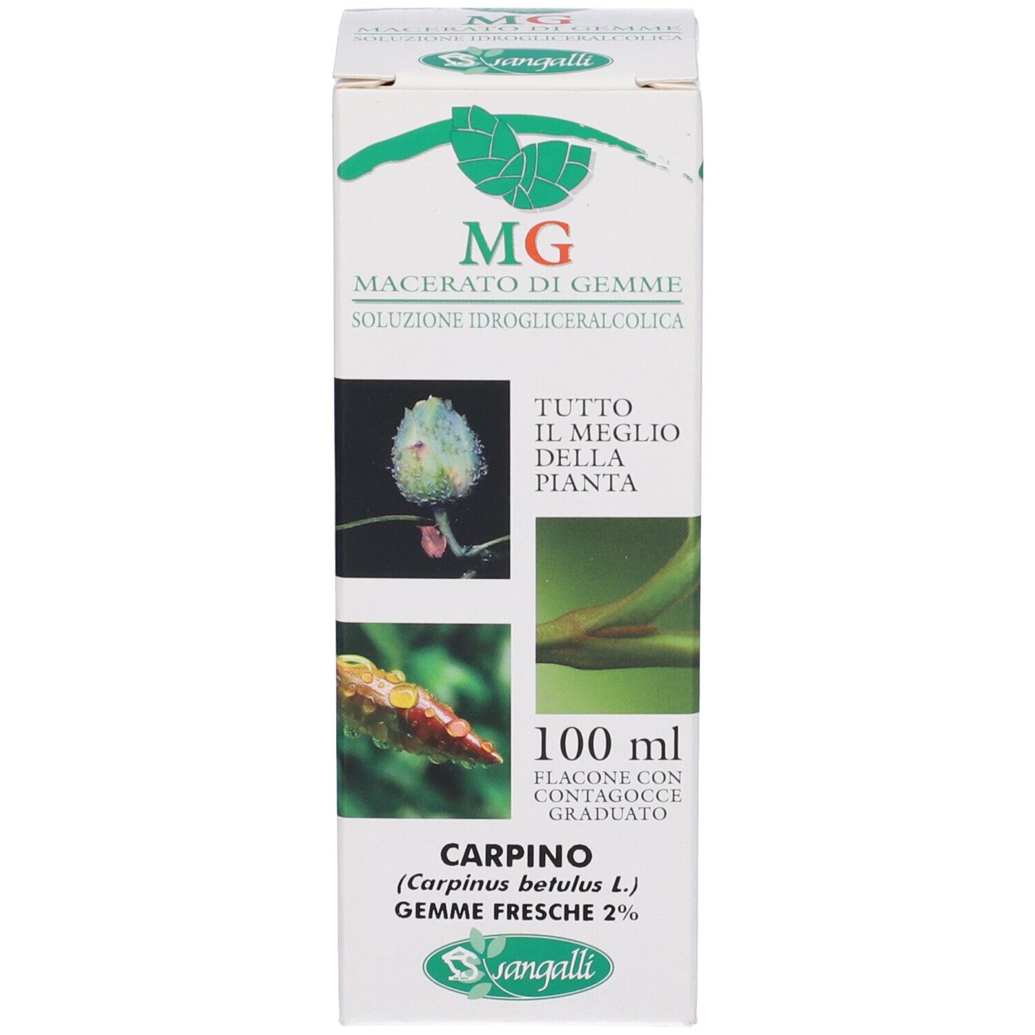 Confezione del prodotto. Stampa con immagini, informazioni e logo.