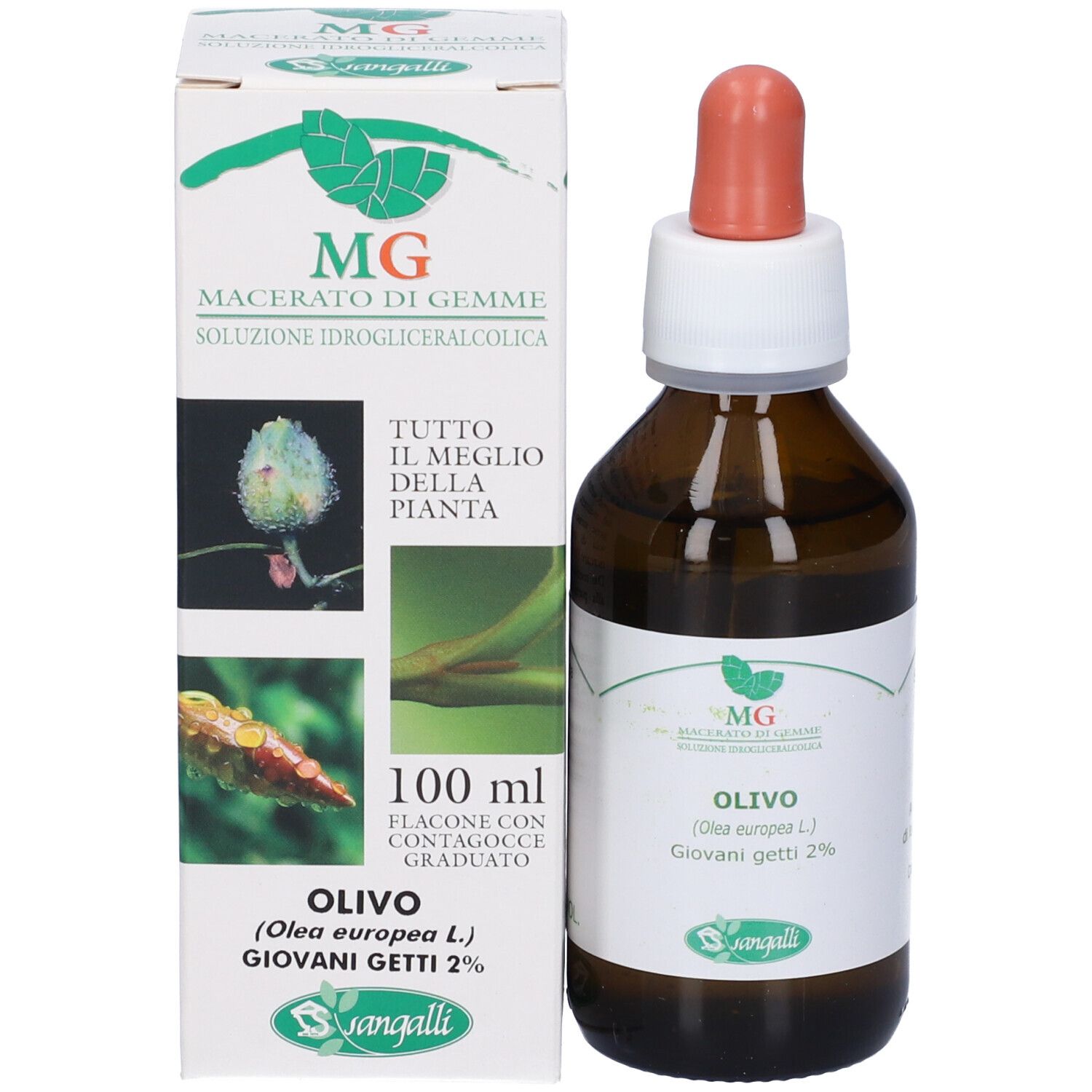 Prodotto con confezione. Flacone con contagocce e scatola. Scatola con testo e immagini.