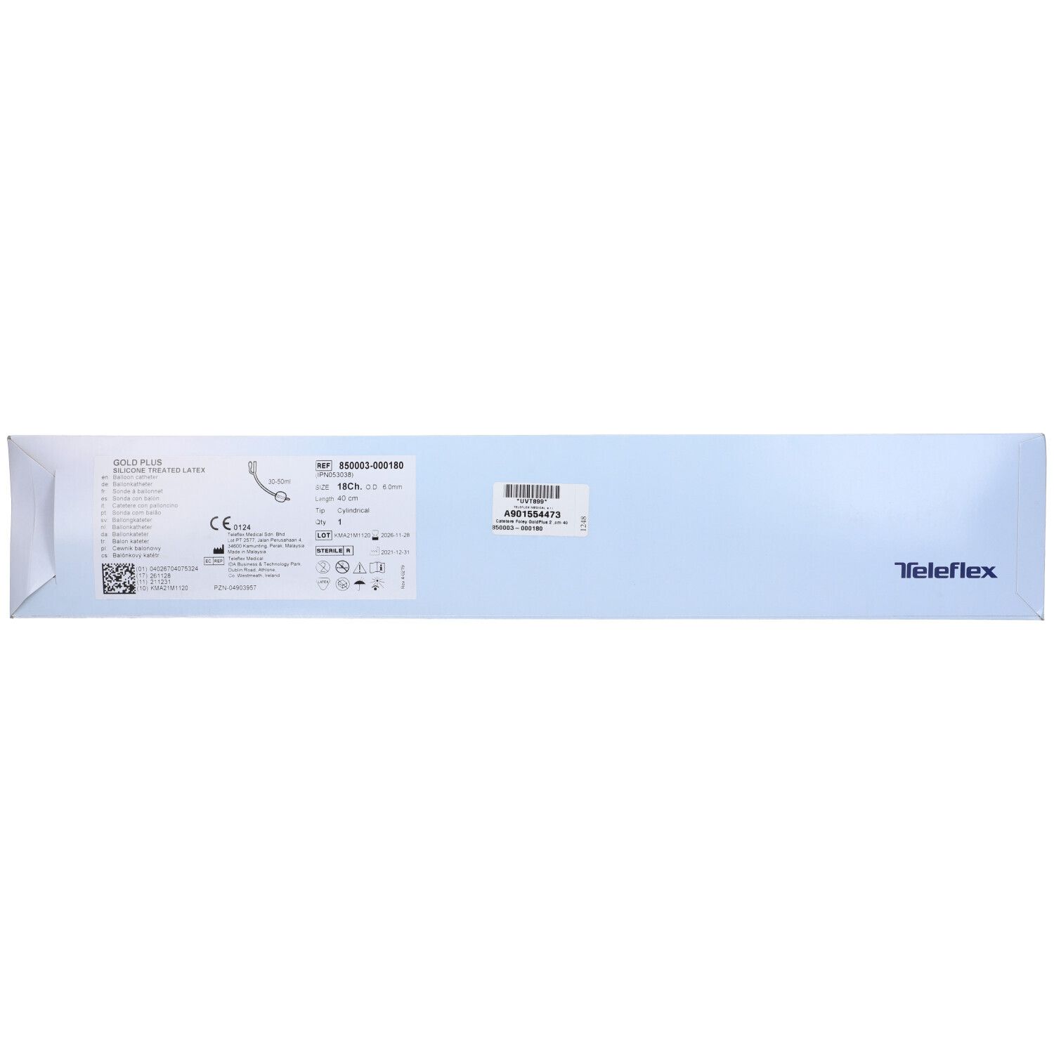 Catetere Foley A Media Permanenza  Rusch Gold Plus A 2 Vie In Silkolatex Lattice-Silicone Per Adulto Ch18 Lunghezza 40 Cm Punta Cilindrica A 2 Fori Palloncino 30-50 Ml 1 Pezzo
