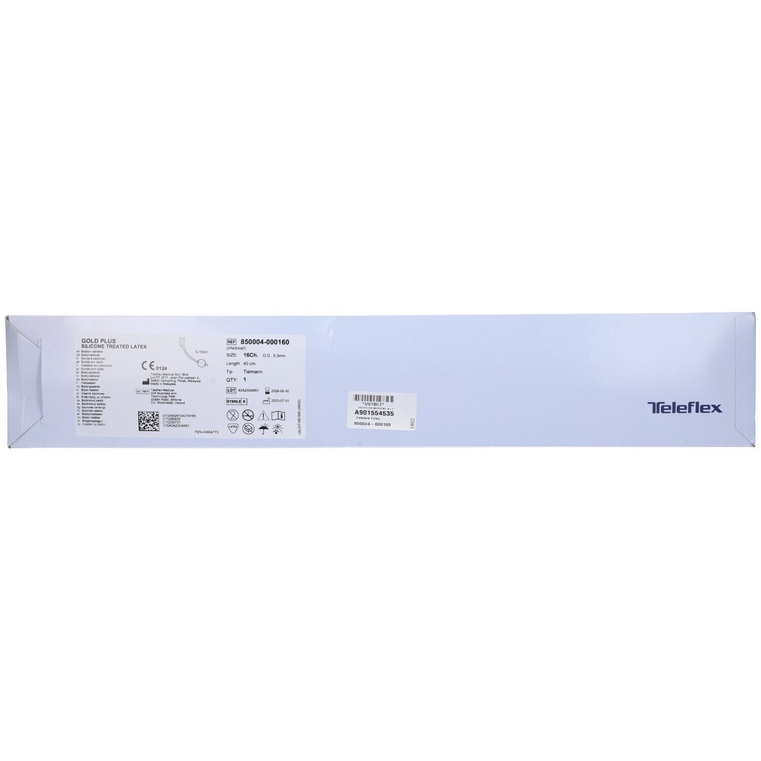 Catetere Foley A Media Permanenza  Rusch Gold Plus A 2 Vie In Silkolatex Lattice-Silicone Per Adulto Ch16 Lunghezza 40 Cm Punta Tiemann A 1 Fori Palloncino 5-15 Ml 1 Pezzo