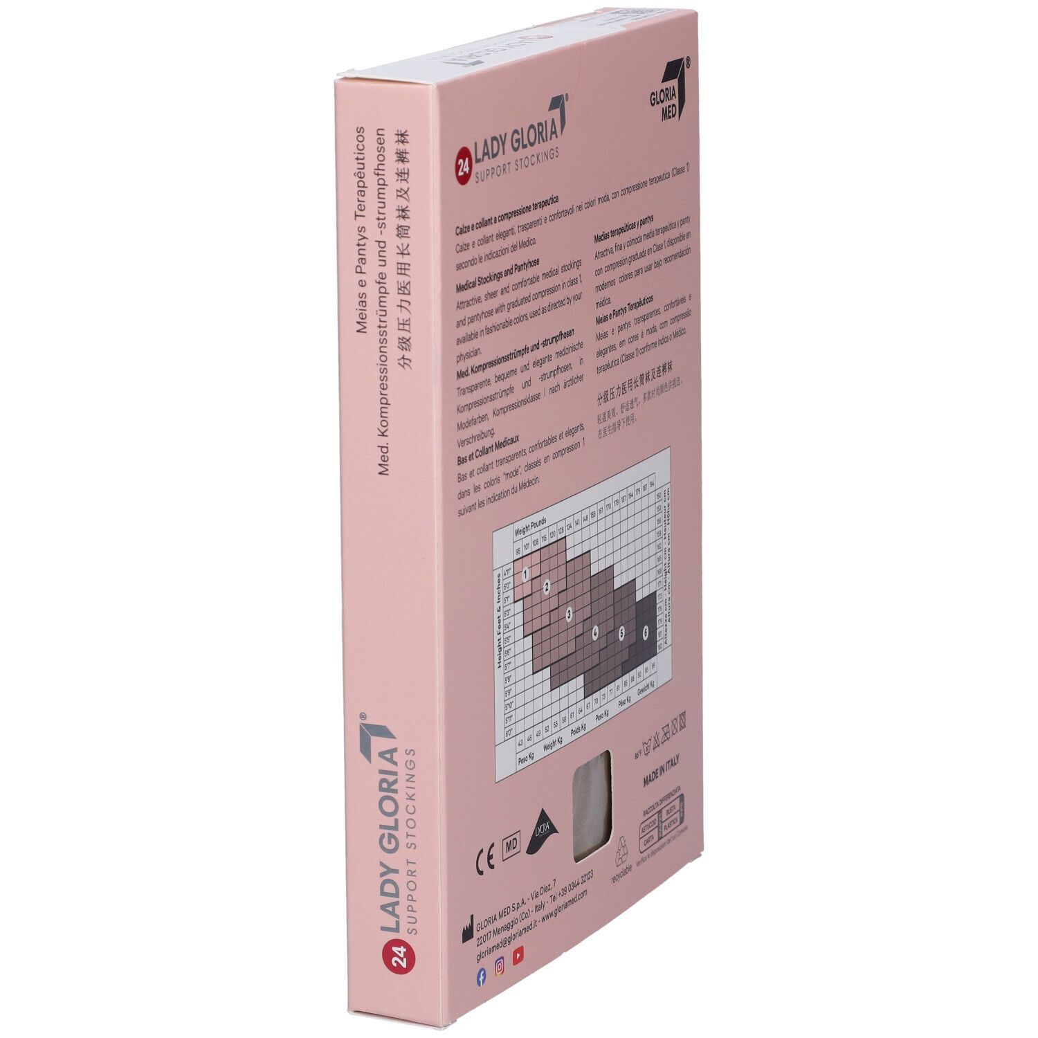 Calze a compression Lady Gloria, taglia M. Confezione rosa.