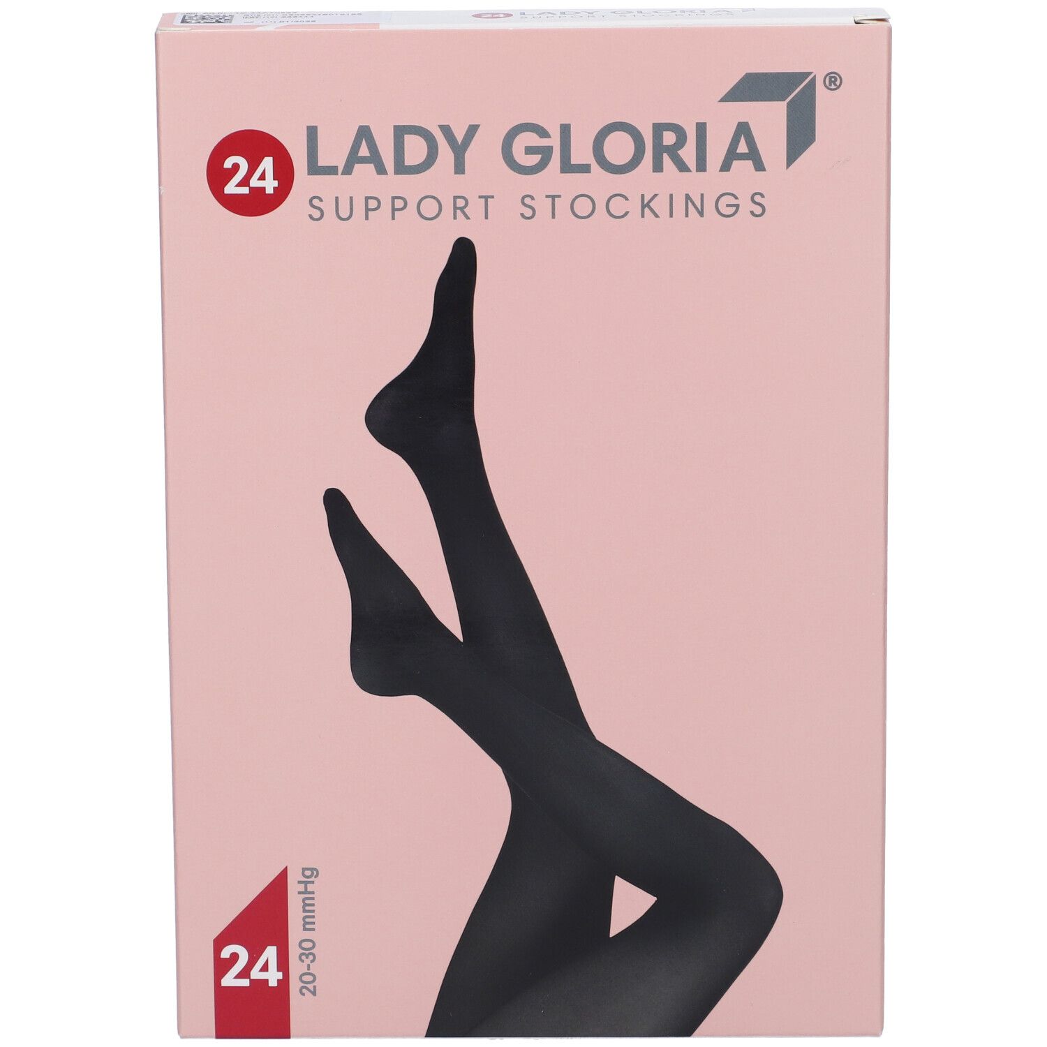 Confezione per calze a compressione graduata Lady Gloria, taglia 24, 20-30 mmHg, nere.