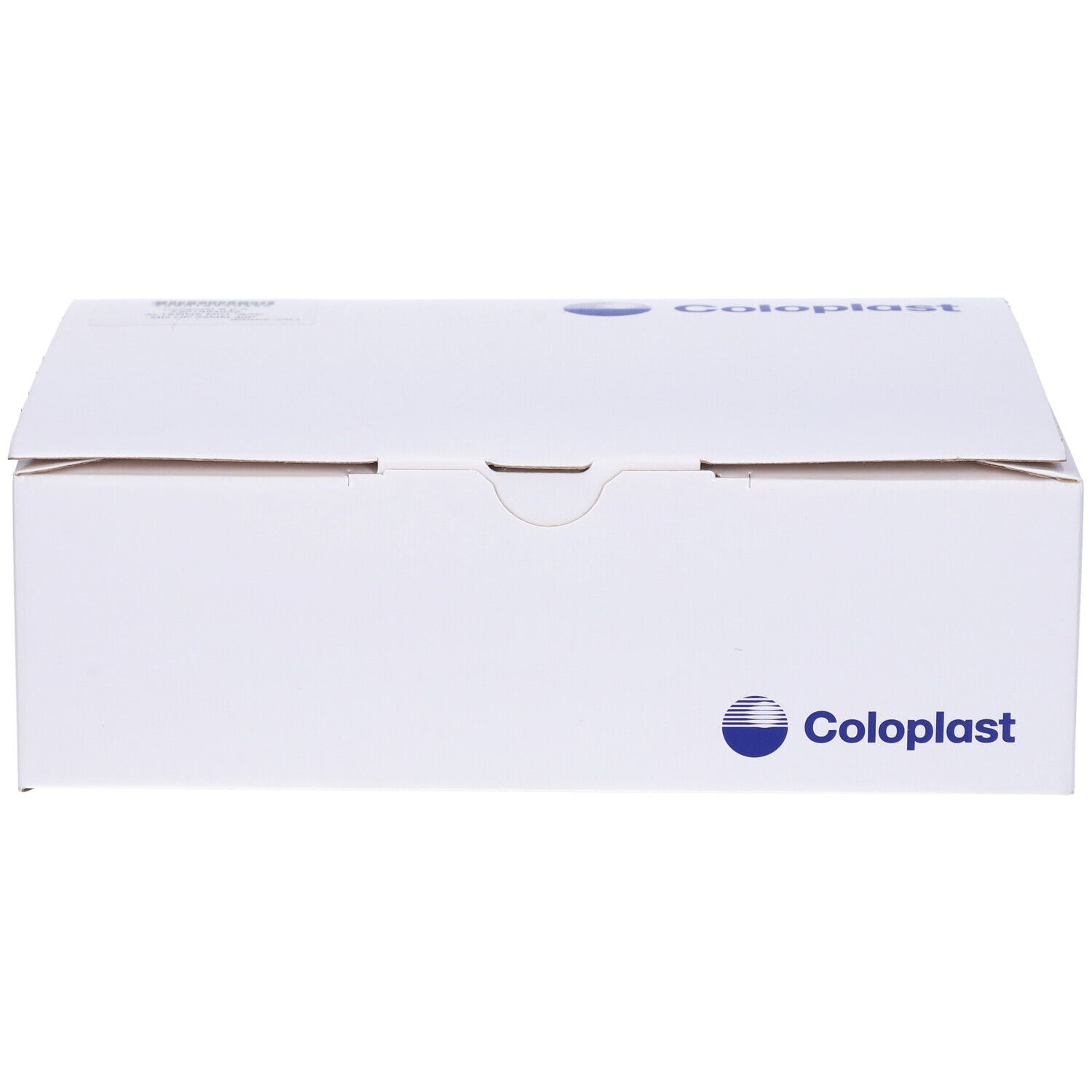 Scatola bianca con logo Coloplast. Confezione chiusa.
