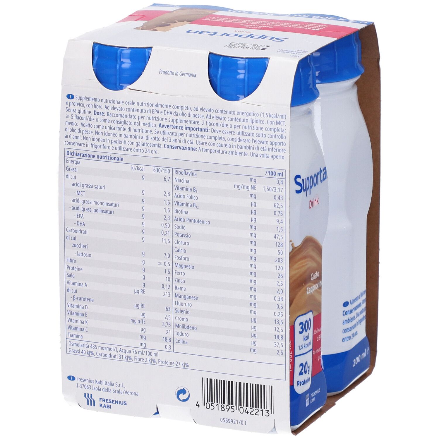 Supportan Drink Cappuccino 4 Flaconi X 200 Ml