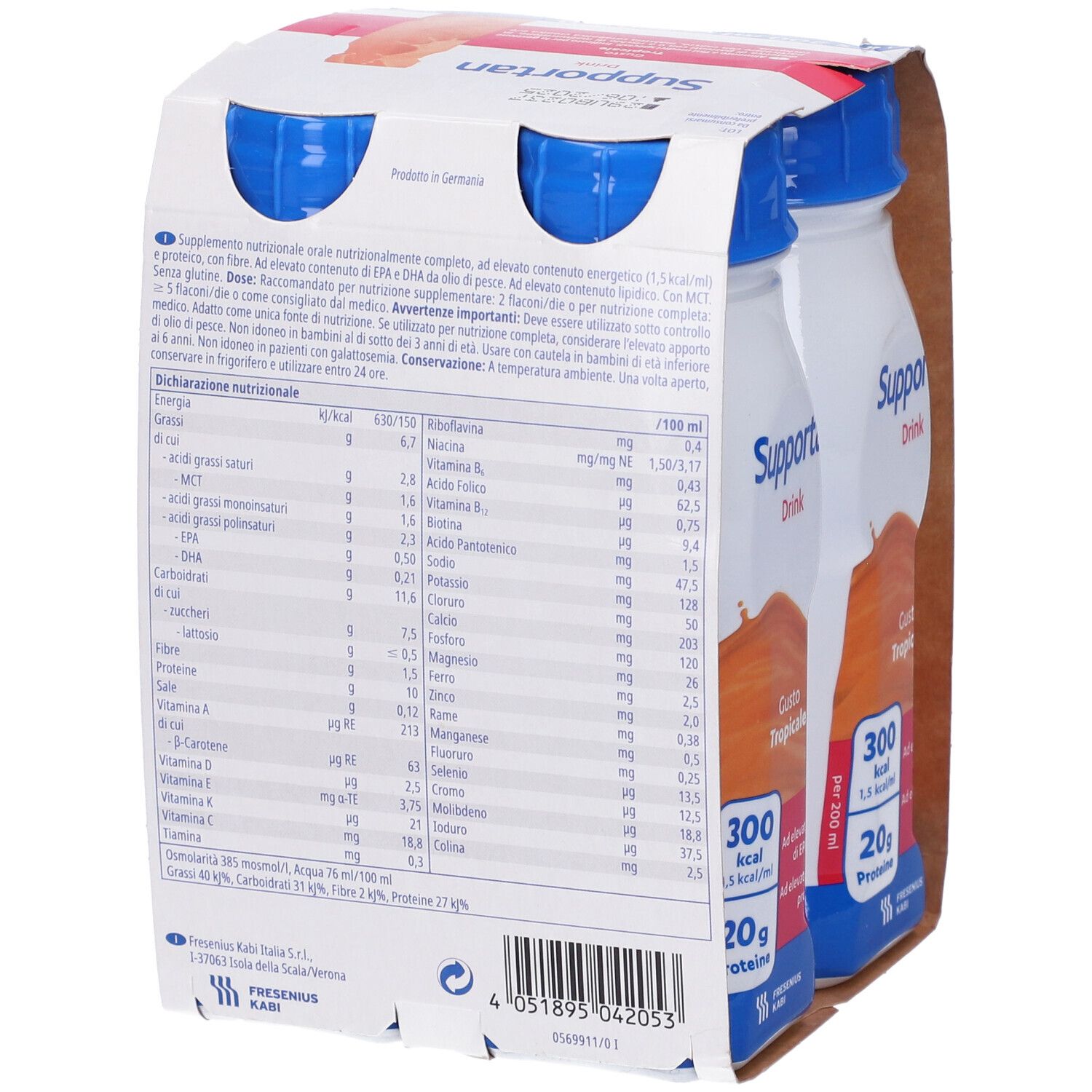 Supportan Drink Frutti Tropicali 4 Flaconi X 200 Ml
