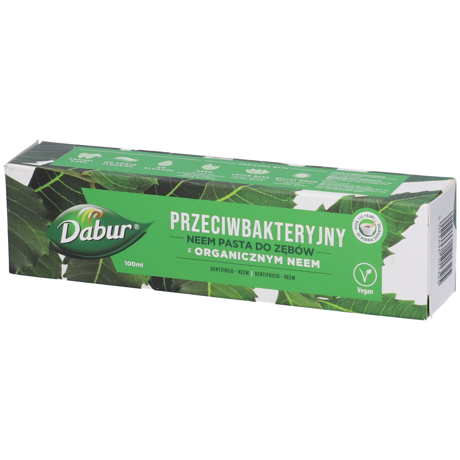 Confezione dentifricio Dabur, Przeciwbakteryjny, Neem Pasta do Zębów z Organicznym Neem. Sigillo Vegan.