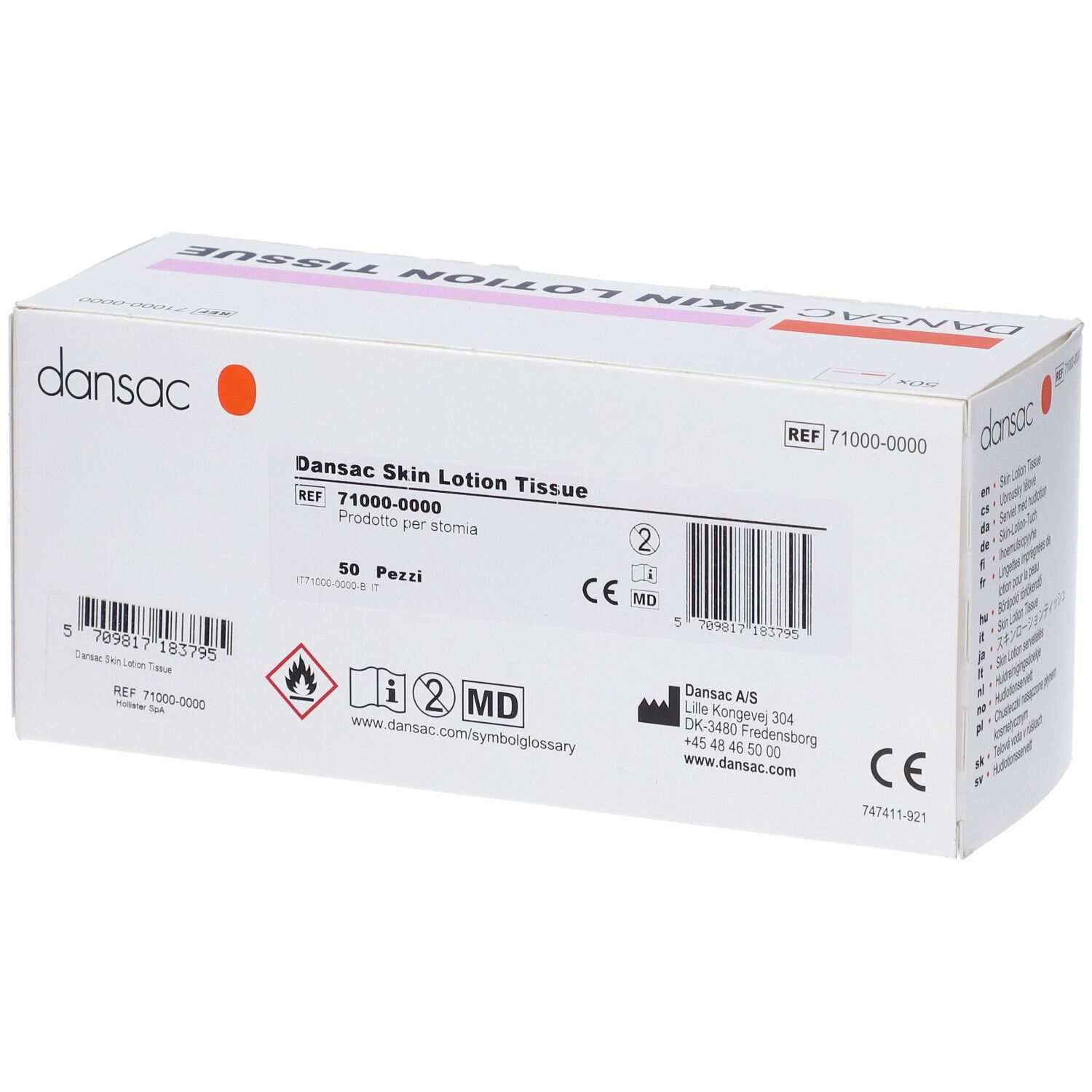 Dansac Salvietta Con Lozione Igienizzante Area Peristomale 50 Pezzi