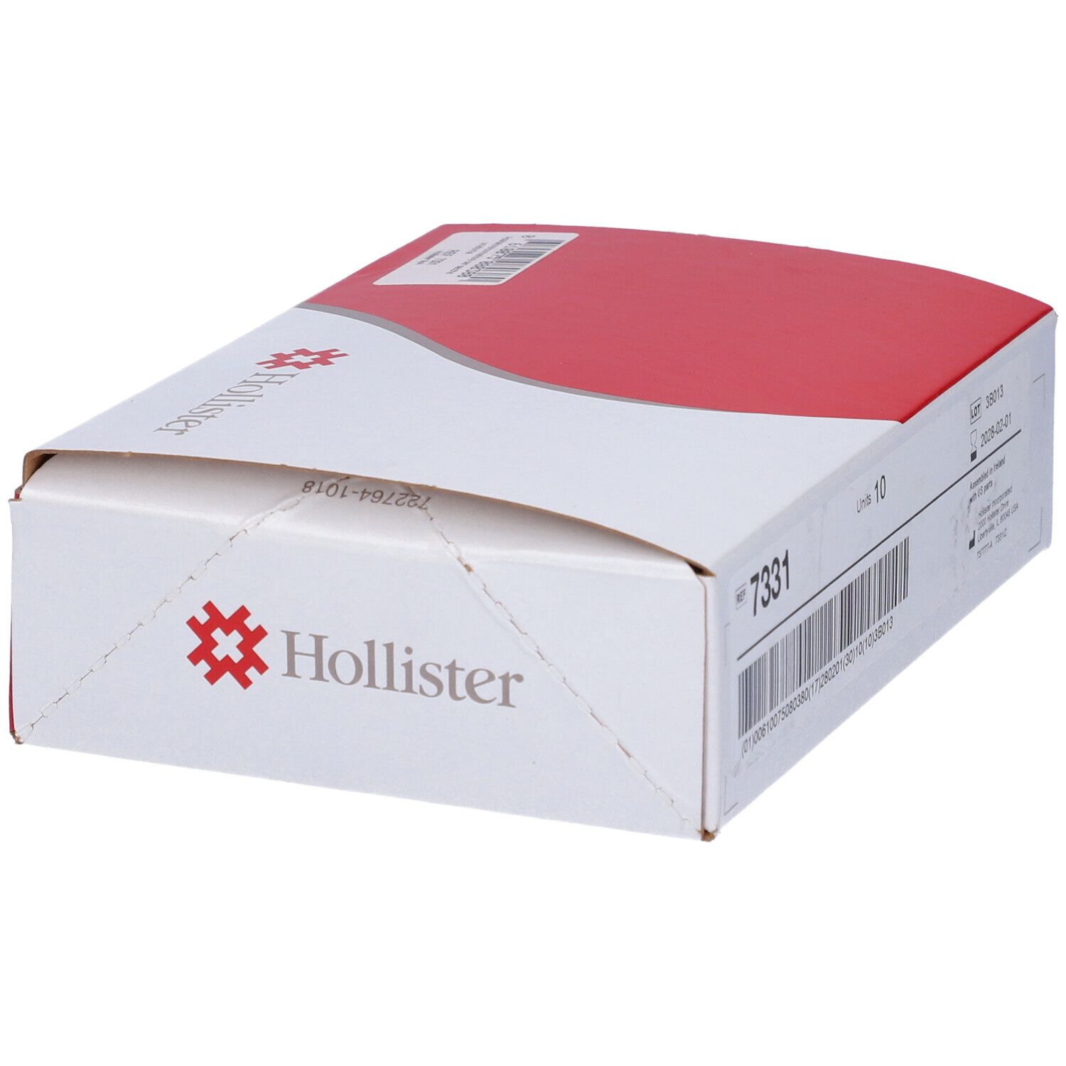 Confezione di connettori Hollister. Scatola rossa e bianca con informazioni e logo Hollister.