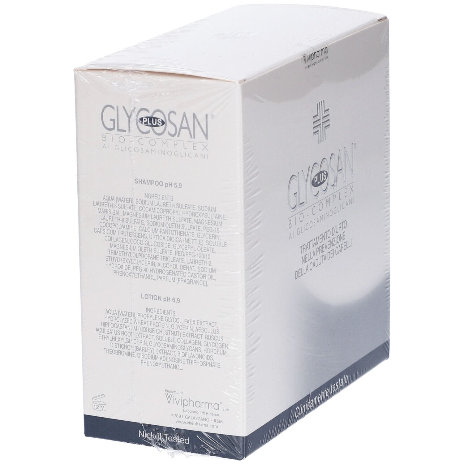 Confezione per shampoo e lozione Glycosan Plus Bio-Complex.