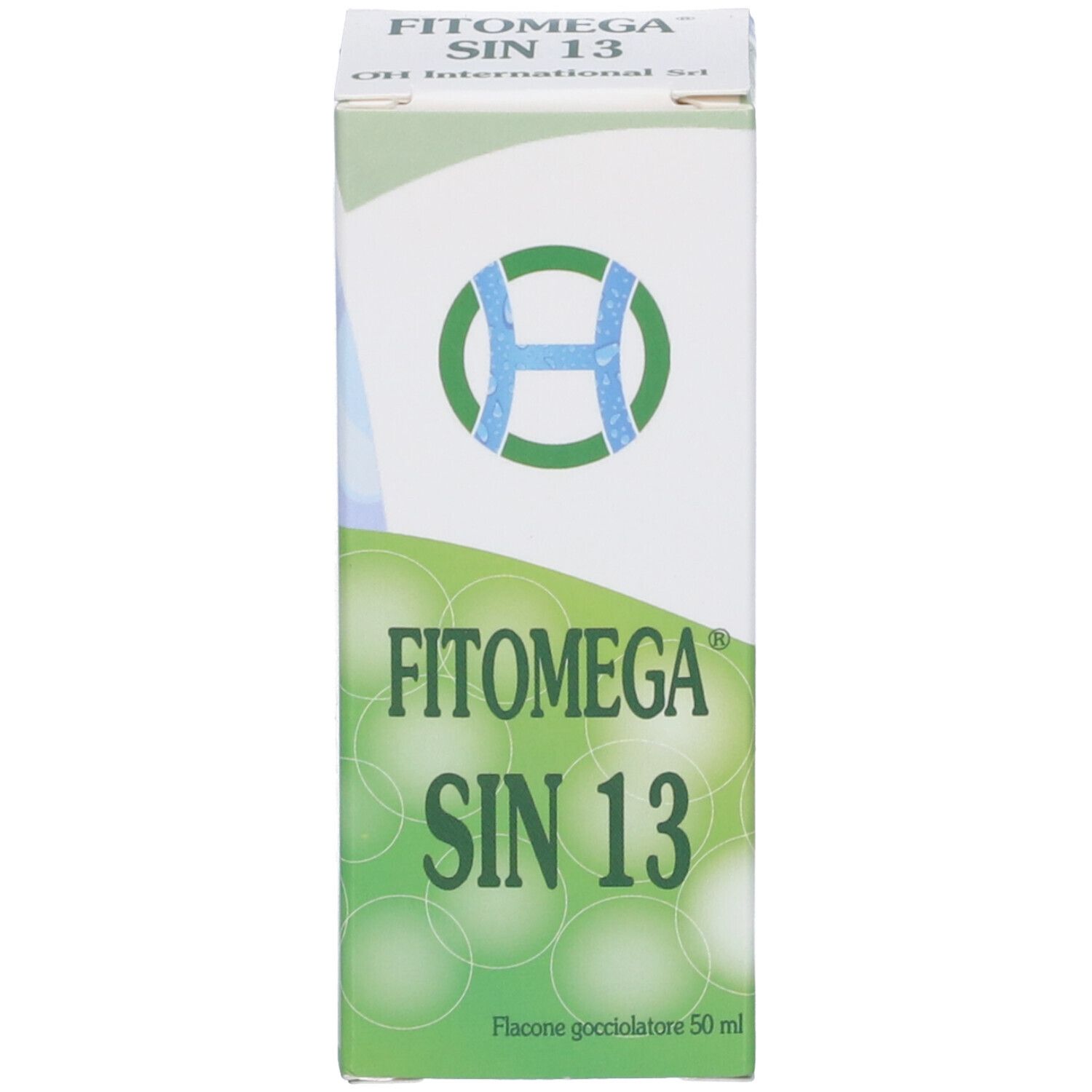 Confezione del prodotto. Scatola con nome e logo. Design verde e bianco.