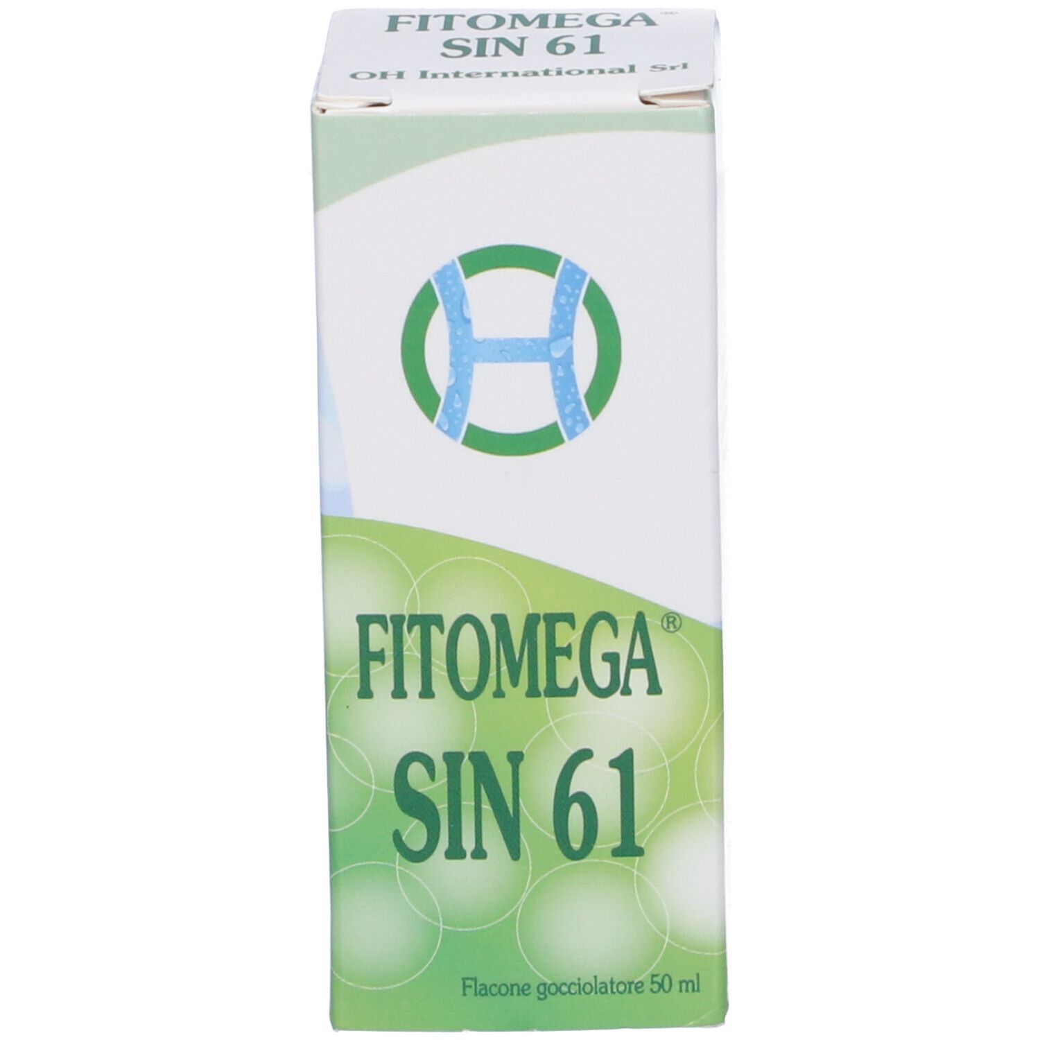 Scatola con nome e logo del prodotto. Flacone contagocce.