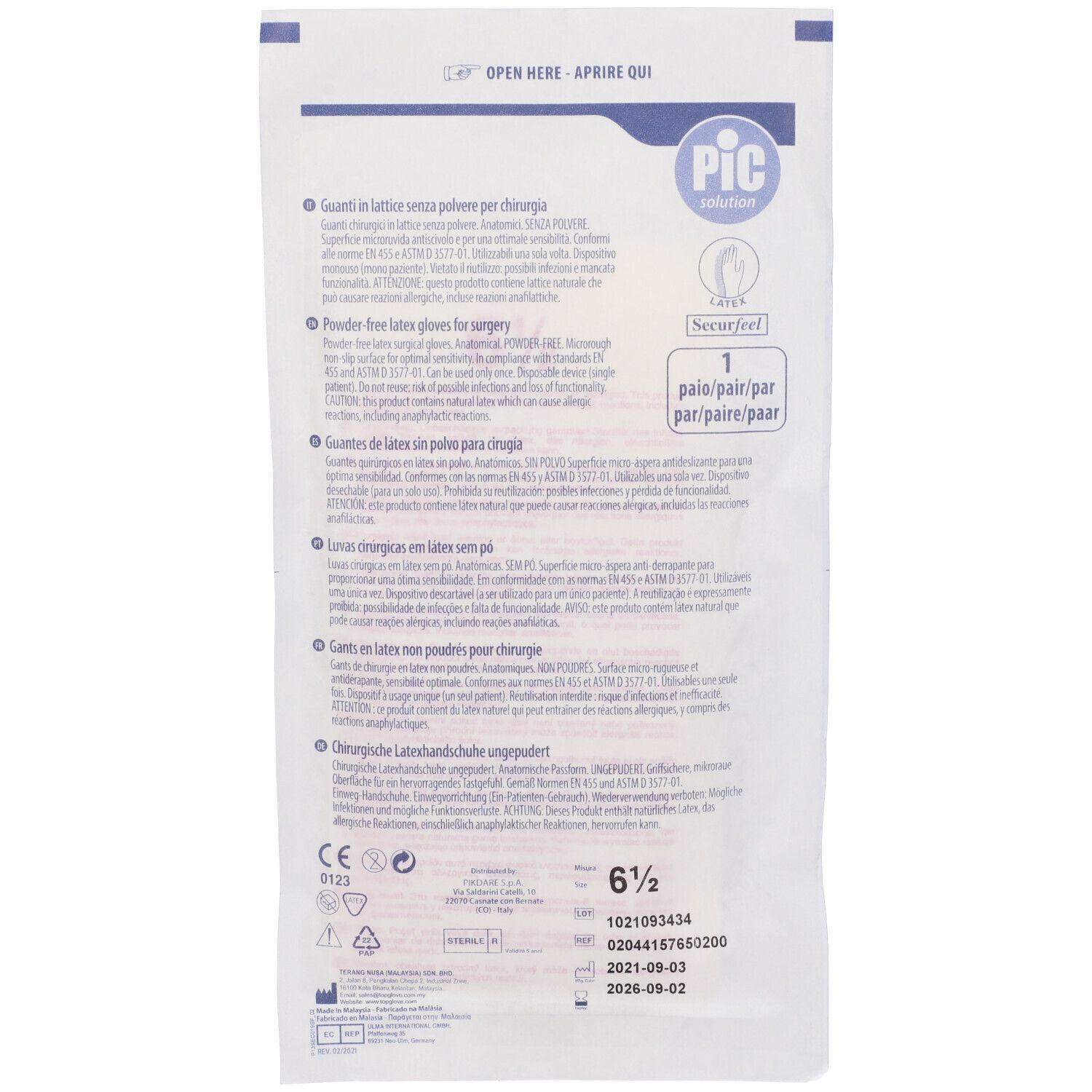 Guanto Pic Chirurgico In Lattice Sterile Senza Polvere Misura 6,5