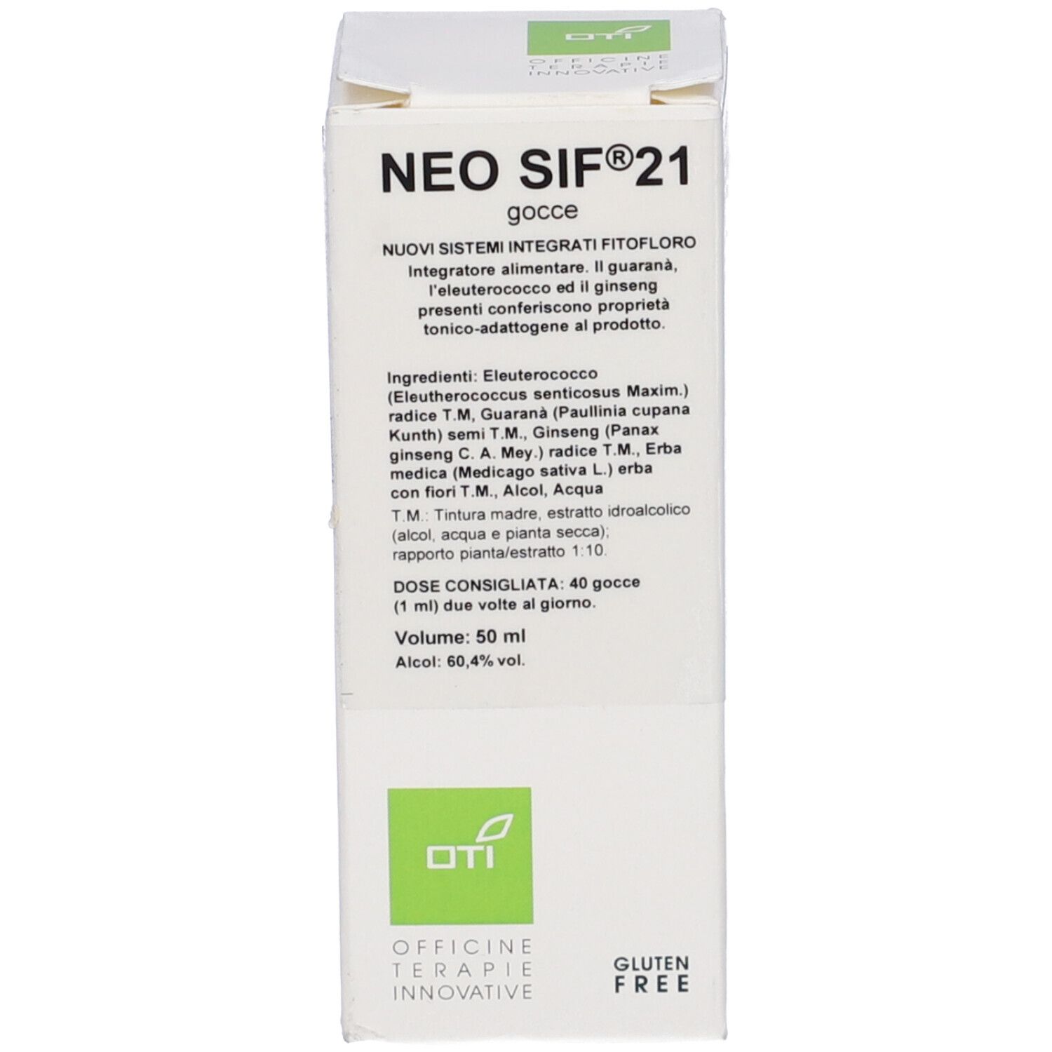 Confezione del prodotto. Scritta: Neo Sif 21. Confezione con informazioni e logo.