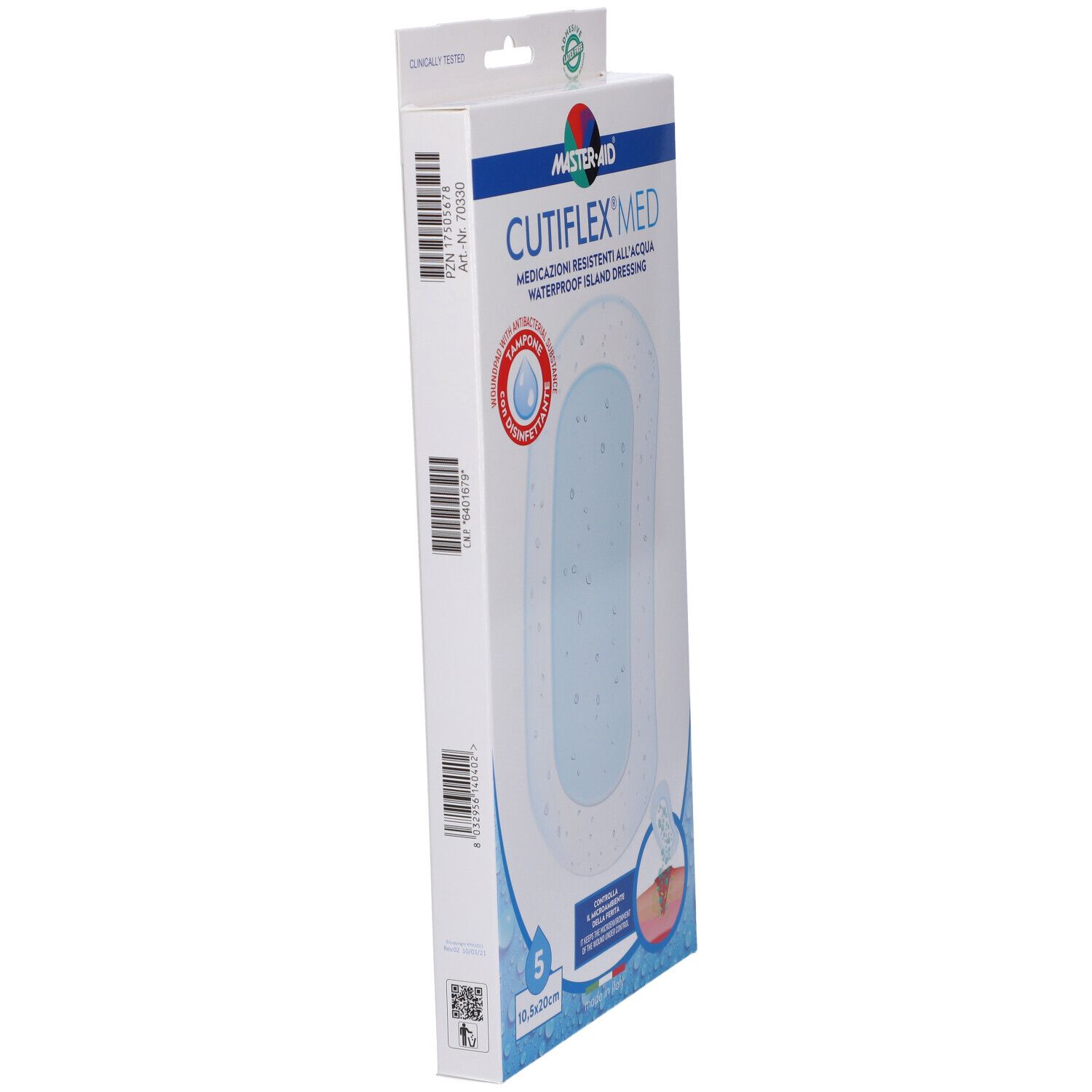 Medicazione Autoadesiva Trasparente Impermeabile Master-Aid Cutiflexmed 10,5X20 Cm 5 Pezzi