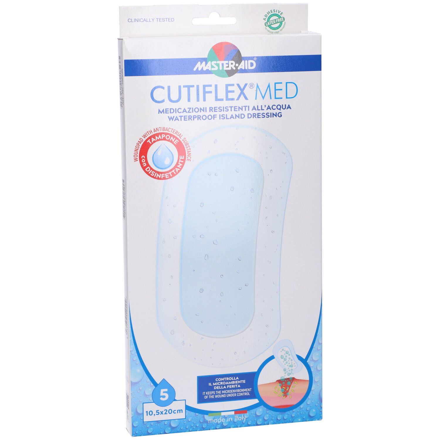 Medicazione Autoadesiva Trasparente Impermeabile Master-Aid Cutiflexmed 10,5X20 Cm 5 Pezzi