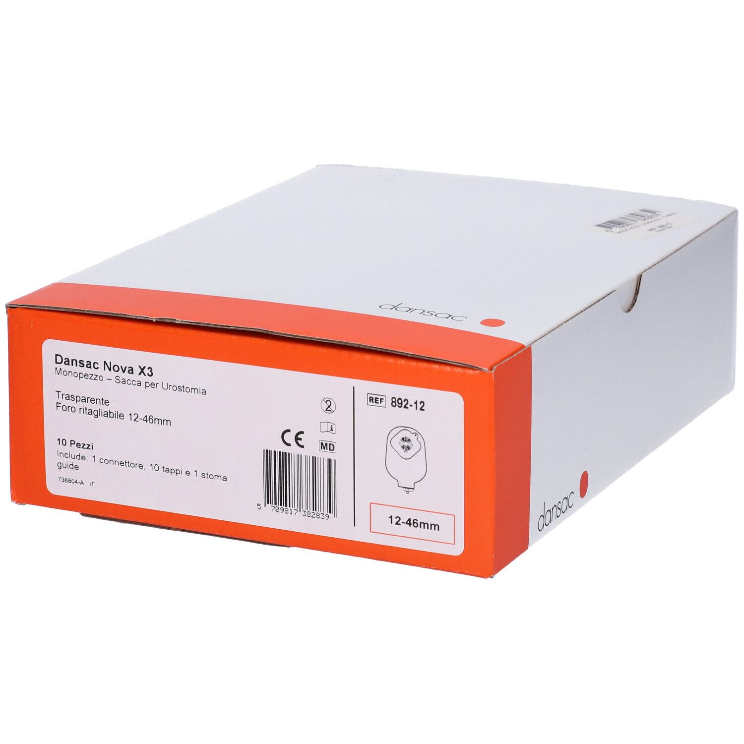 Sacca Urostomia Anatomica Trasparente Barriera Idrocolloidale Convessita'X3 Sistema Antireflusso Rivestimento Tnt Idrorepellente Apertura Valvola Sicurezza Codice 892-12 10 Pezzi