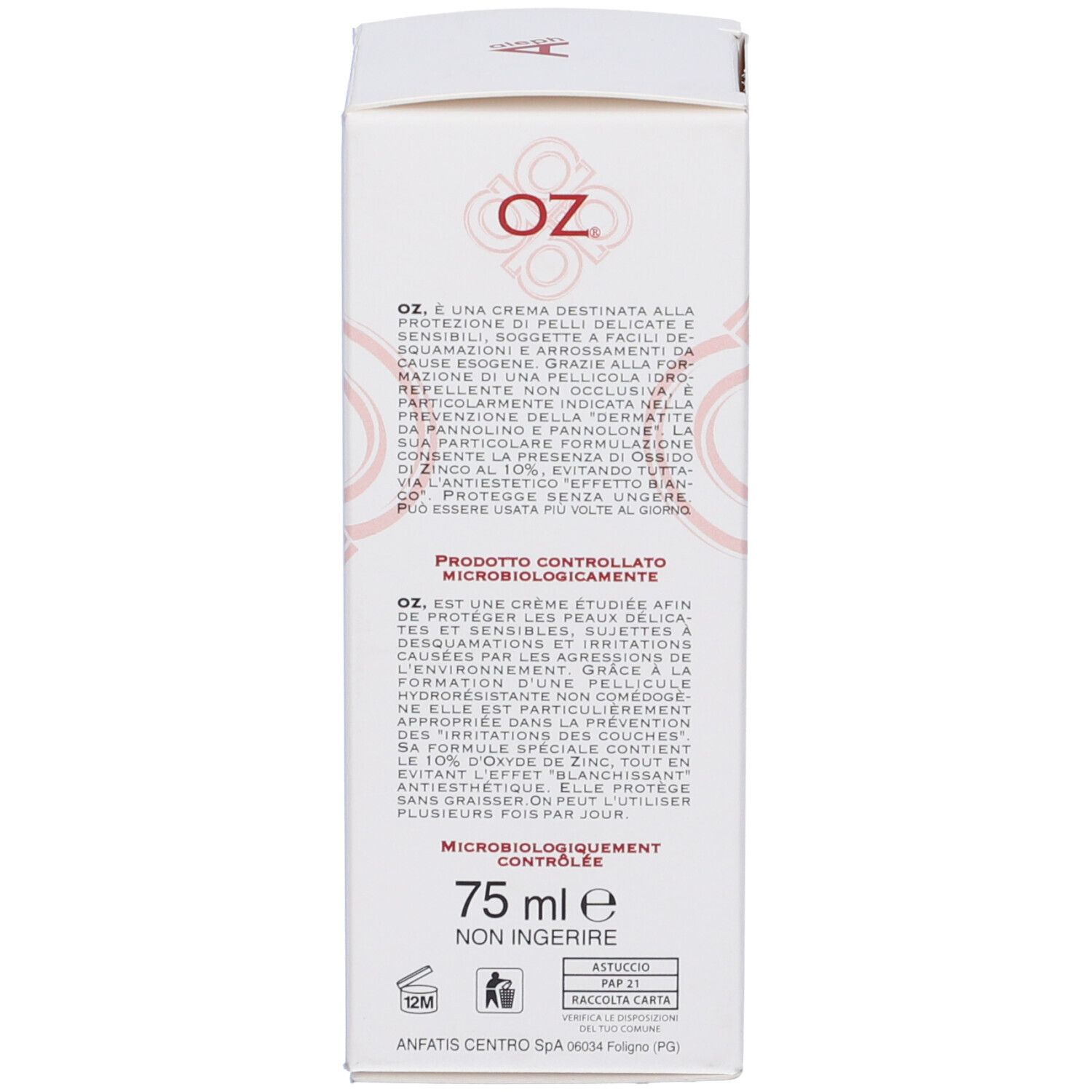 Oz Crema Ossido Di Zinco 75 Ml