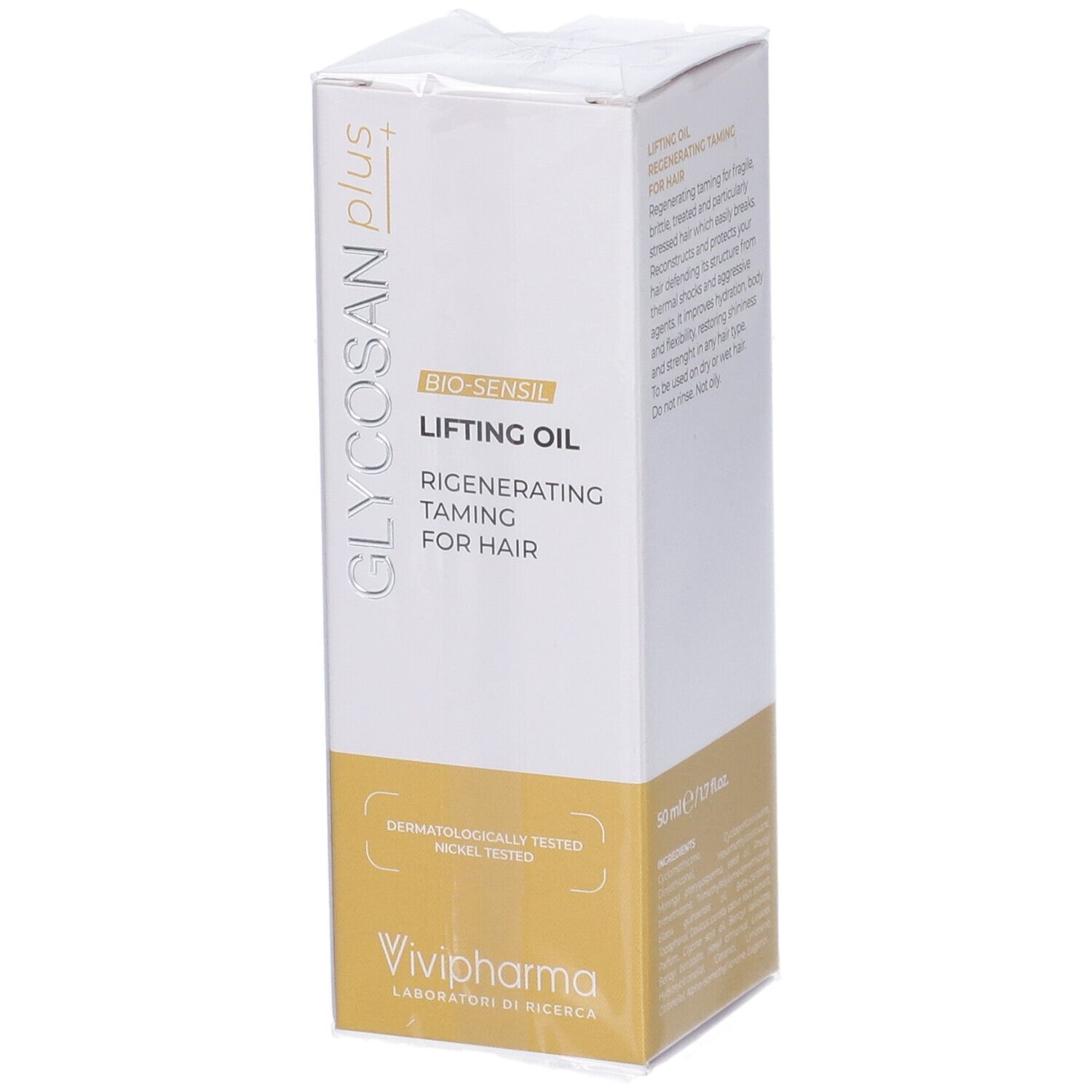 Confezione per Olio Lifting Glycosan Plus, rigenerante, per capelli.