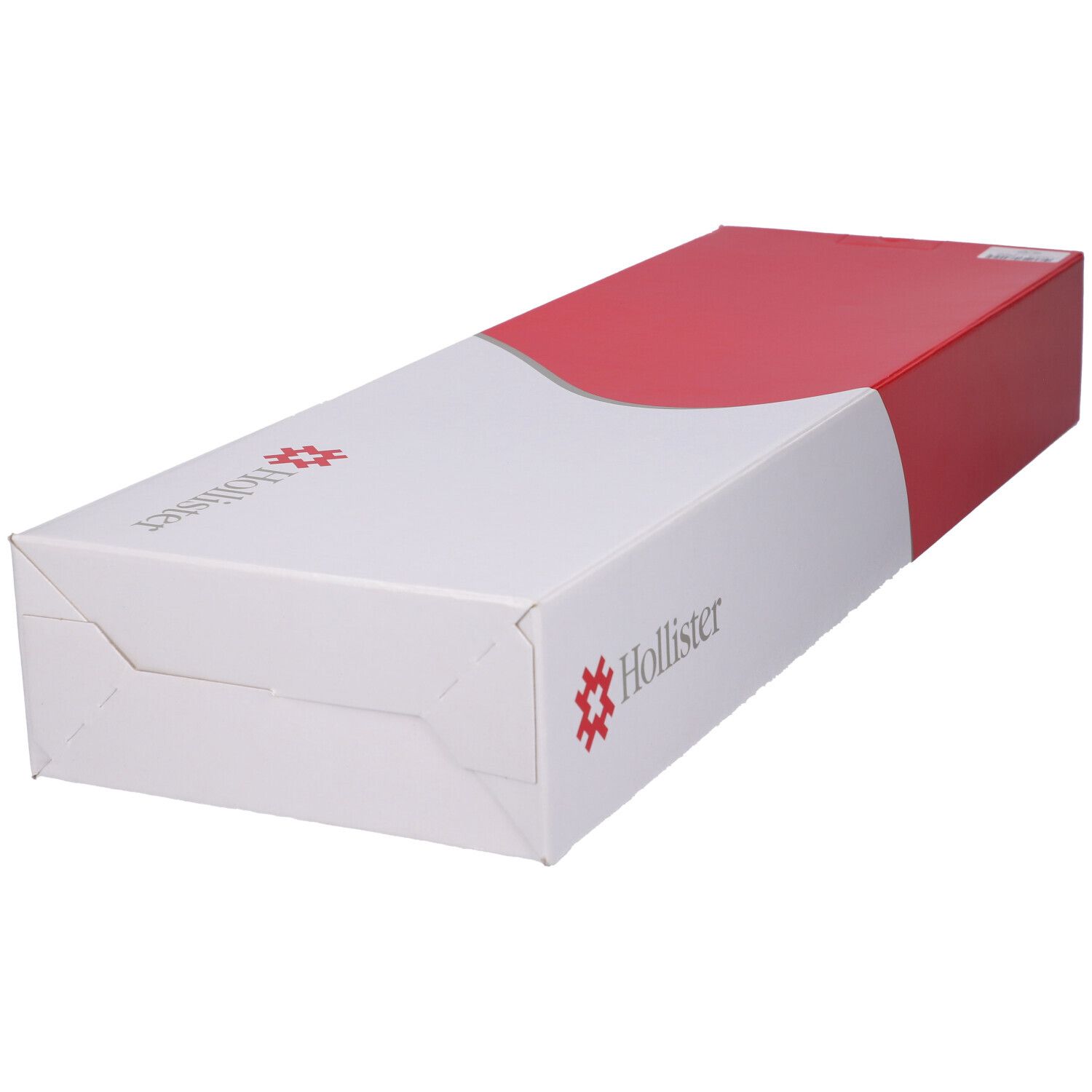 Confezione rettangolare rossa e bianca. Logo "Hollister" visibile.