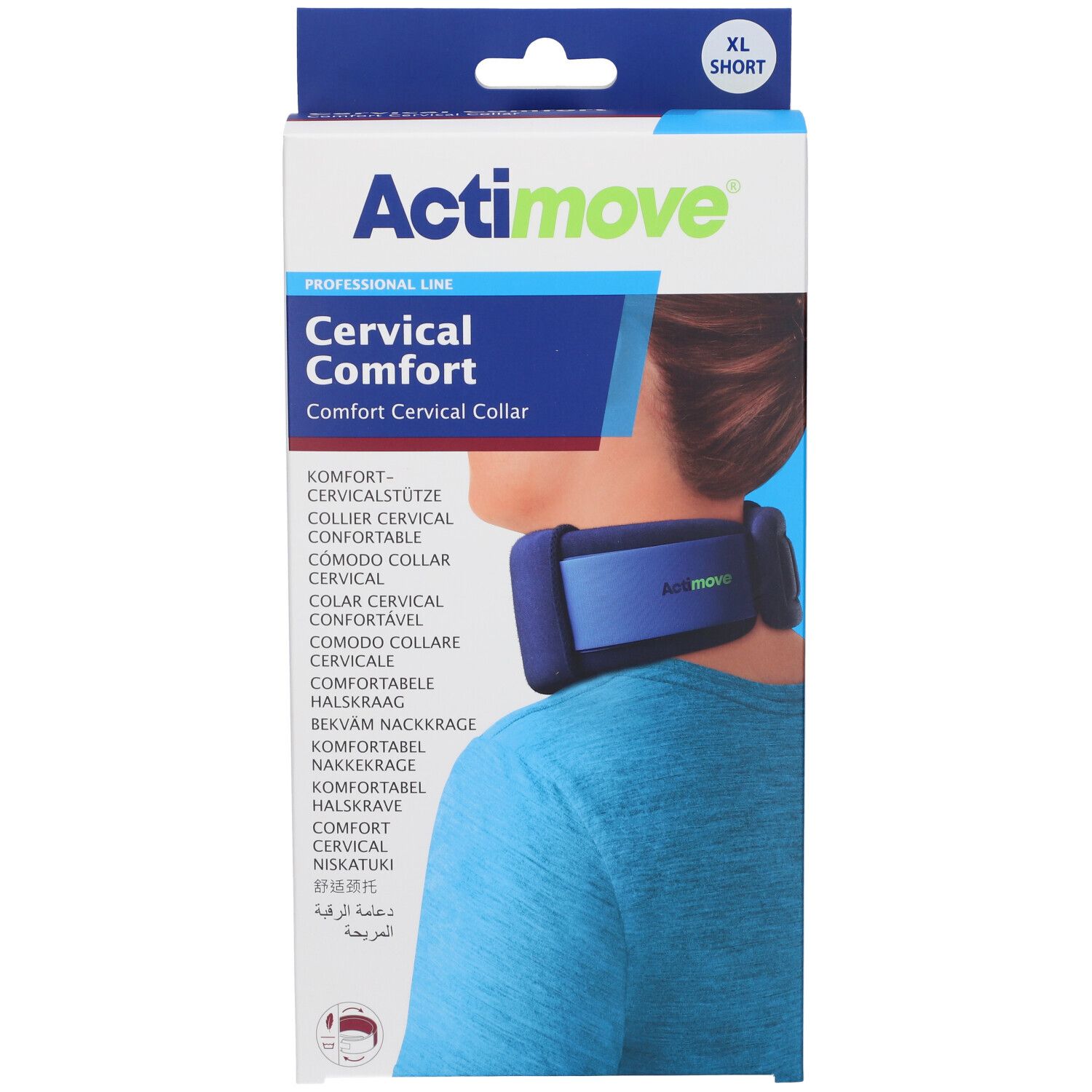 Confezione Actimove Cervical Comfort. Prodotto indossato da una persona.
