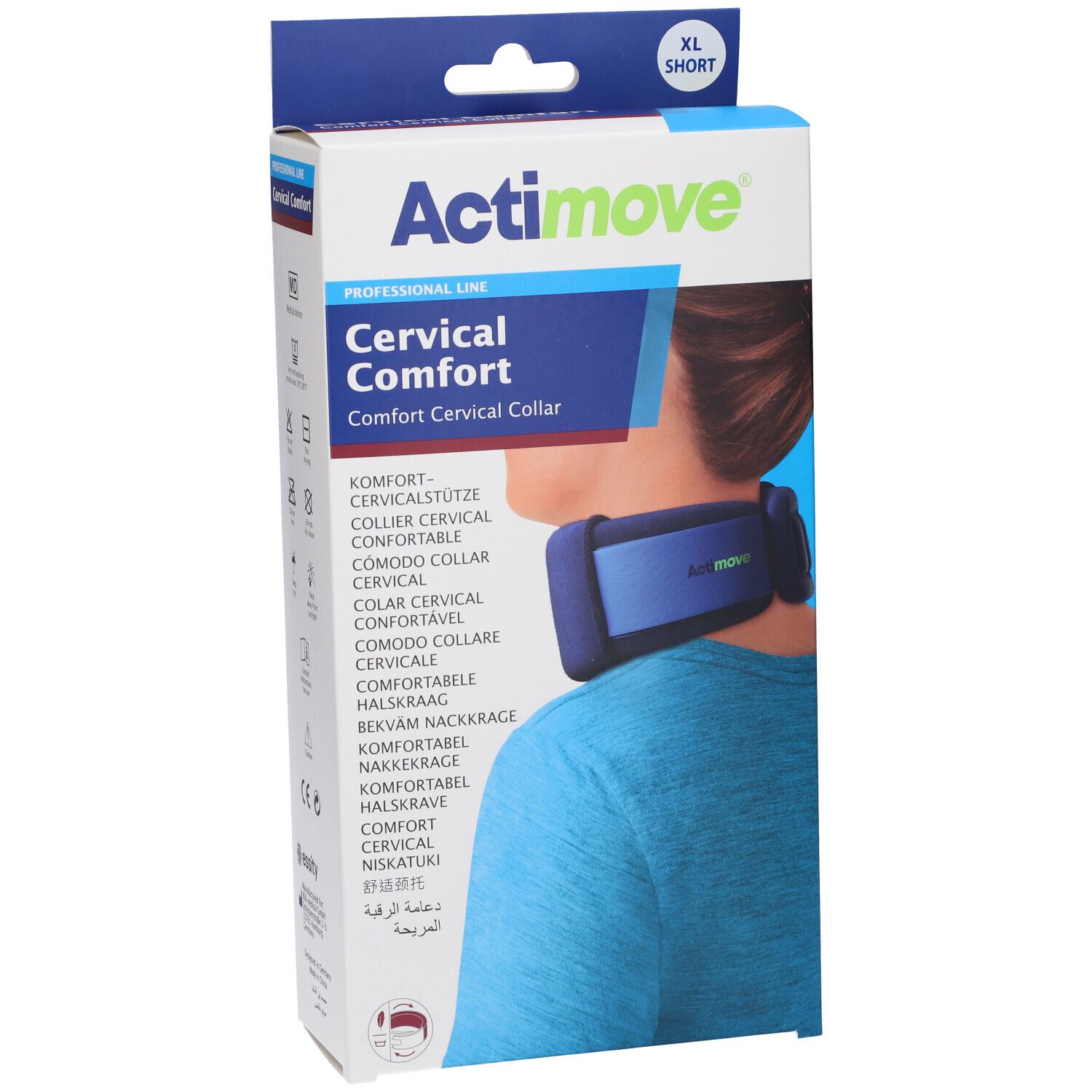 Confezione Actimove Cervical Comfort. Prodotto indossato da una persona.