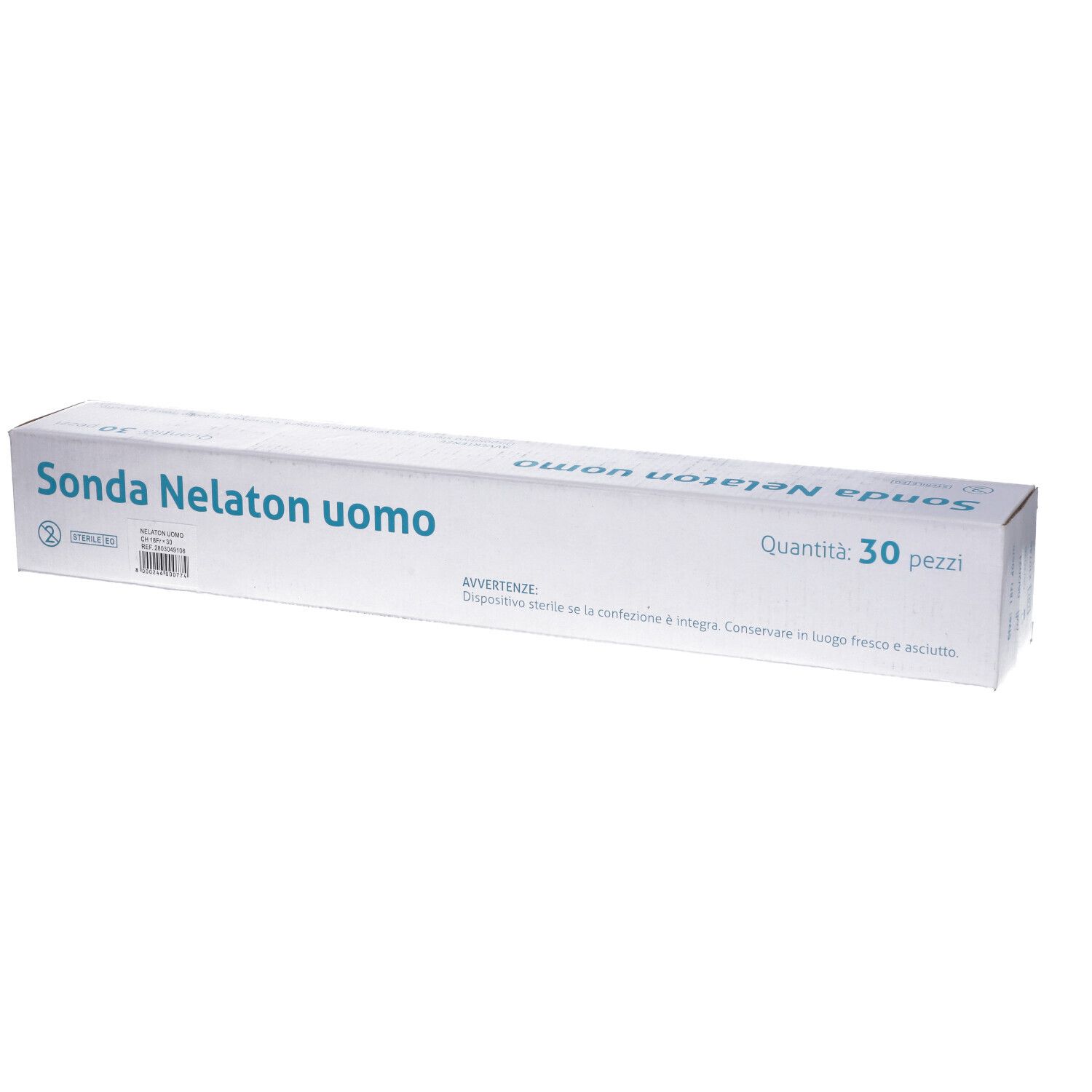 Confezione di Med's Sonda Nelaton Uomo, 30 pezzi. Testo: Sonda Nelaton uomo, Quantità 30 pezzi.