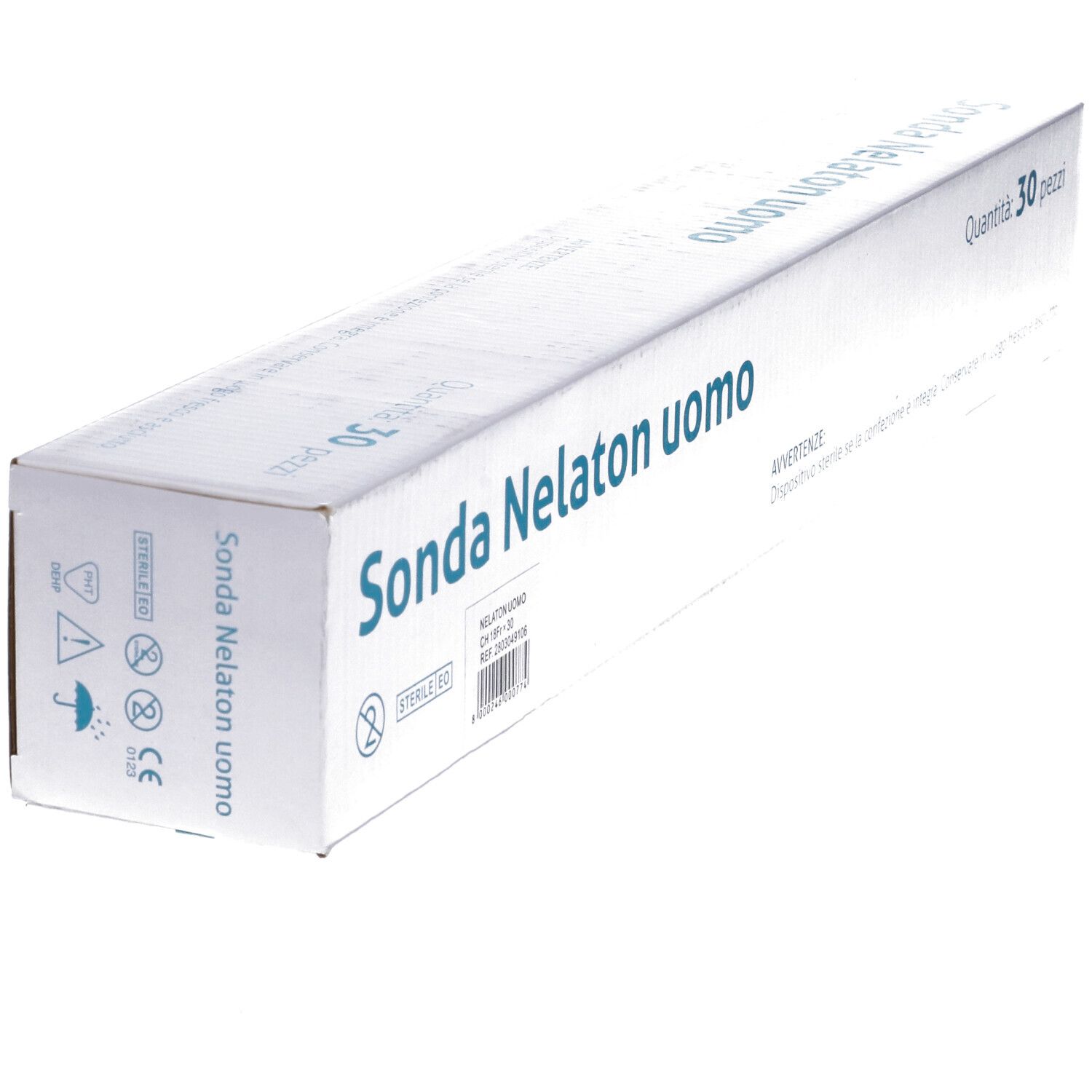 Confezione di Med's Sonda Nelaton Uomo, 30 pezzi. Testo: Sonda Nelaton uomo, Quantità 30 pezzi.