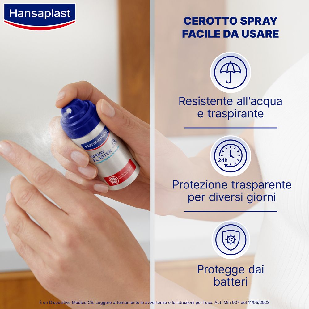 Hansaplast Cerotto Spray Protezione Trasparente 32.5 ml, Cerotti impermeabili e protettivi spray - risparmia il 10% con il codice: NI10