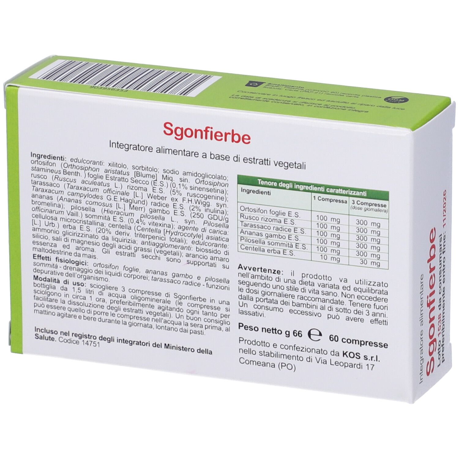 KOS Sgonfierbe Compresse