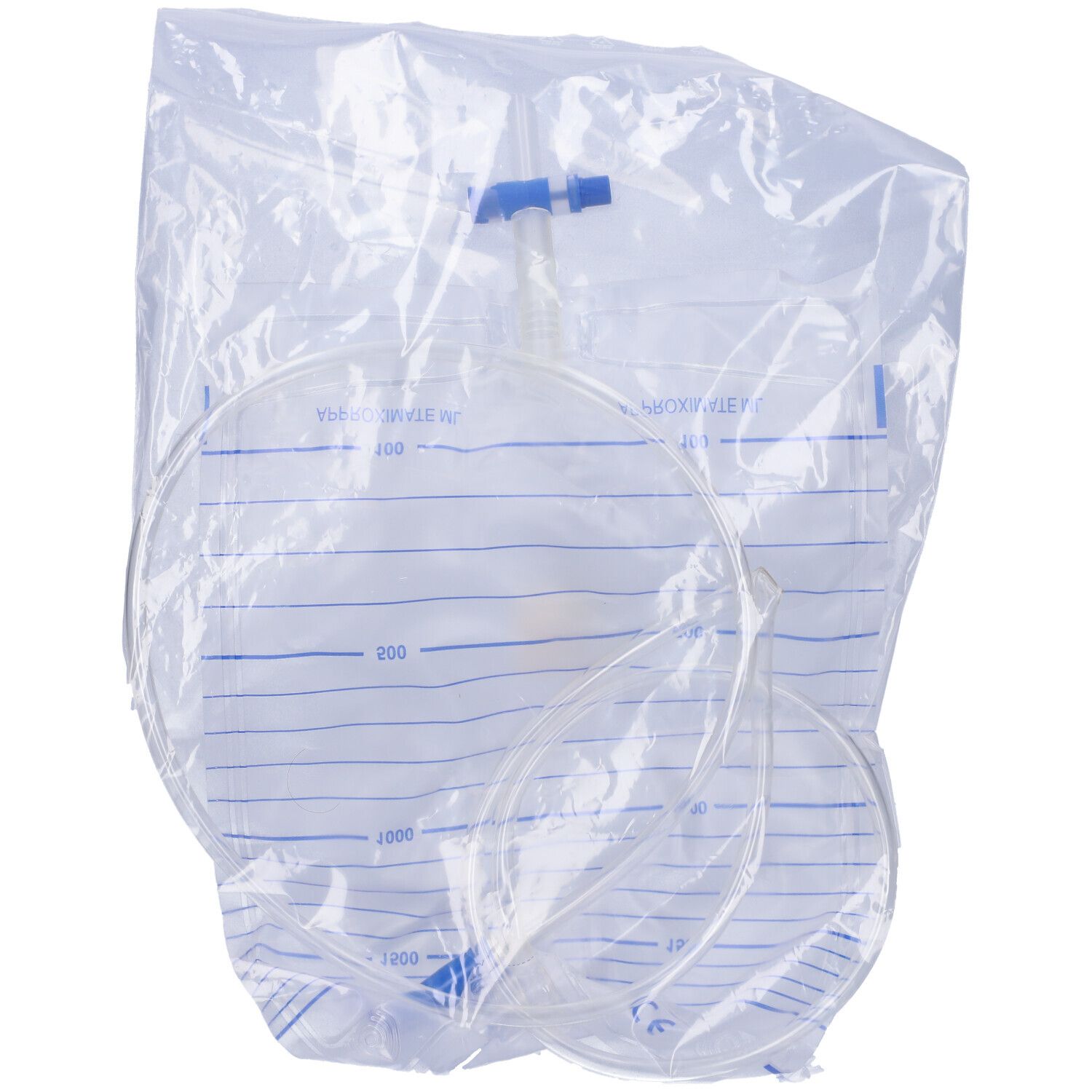 Sacca Raccolta Urina Da Letto In Pvc Non Sterile Volume 2 Litri Tubo Lunghezza 130 Cm Con Scarico E Valvola Antireflusso